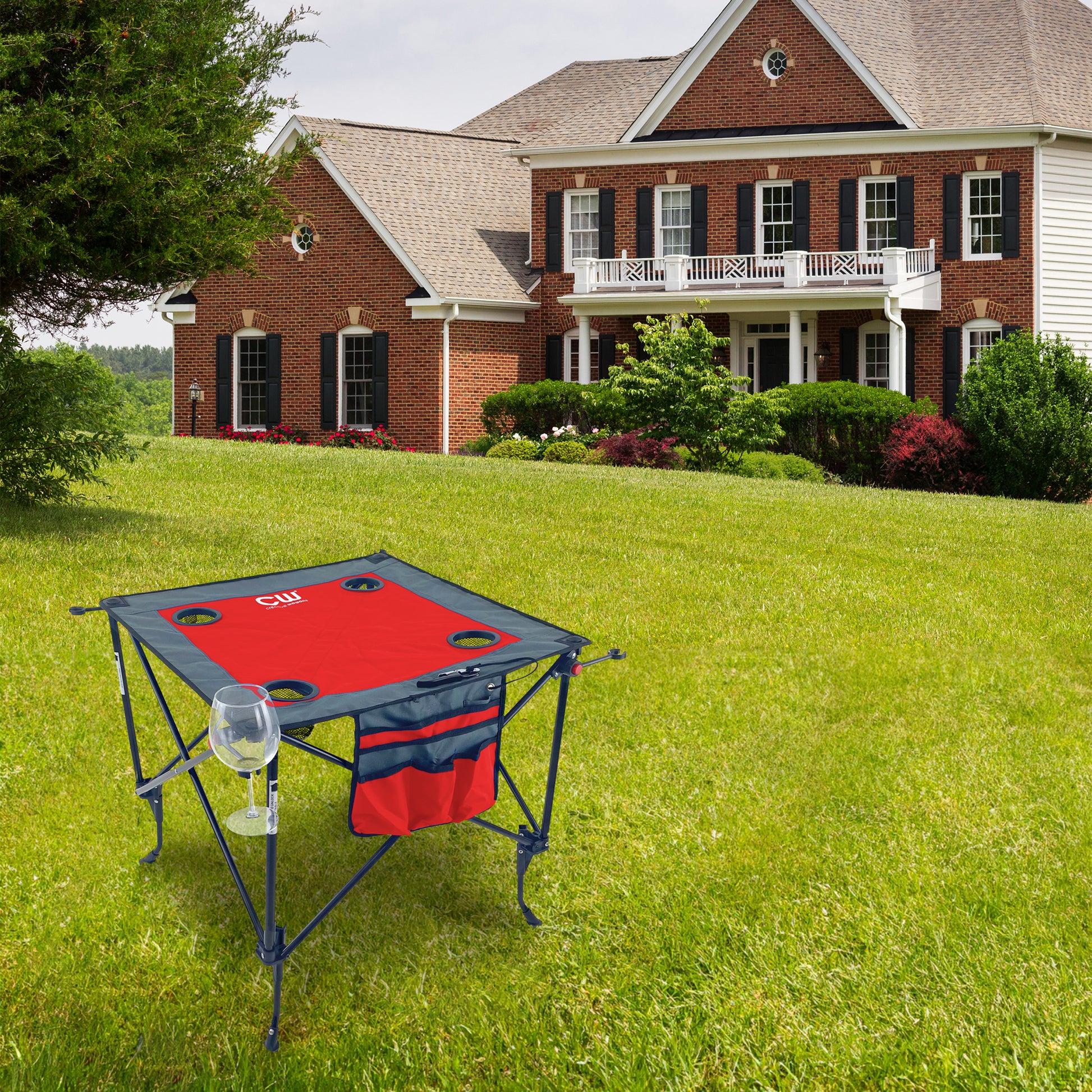 Adjustable Height Folding Wine Table | Red - Custom Folding Wagons