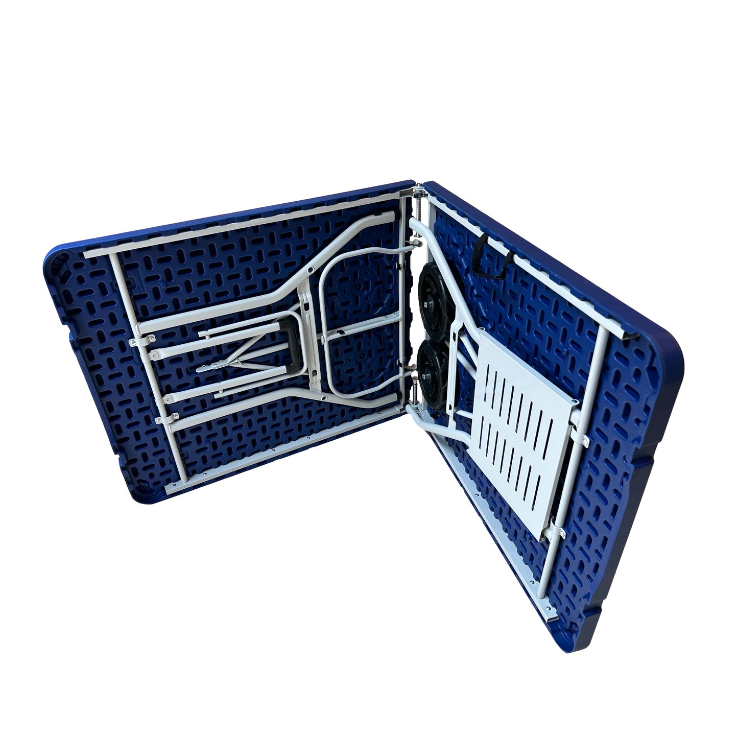 The Rolling Table - 6 ft. Folding Table on Wheels - Team Colors - Blue & Gray - Creative Wagons