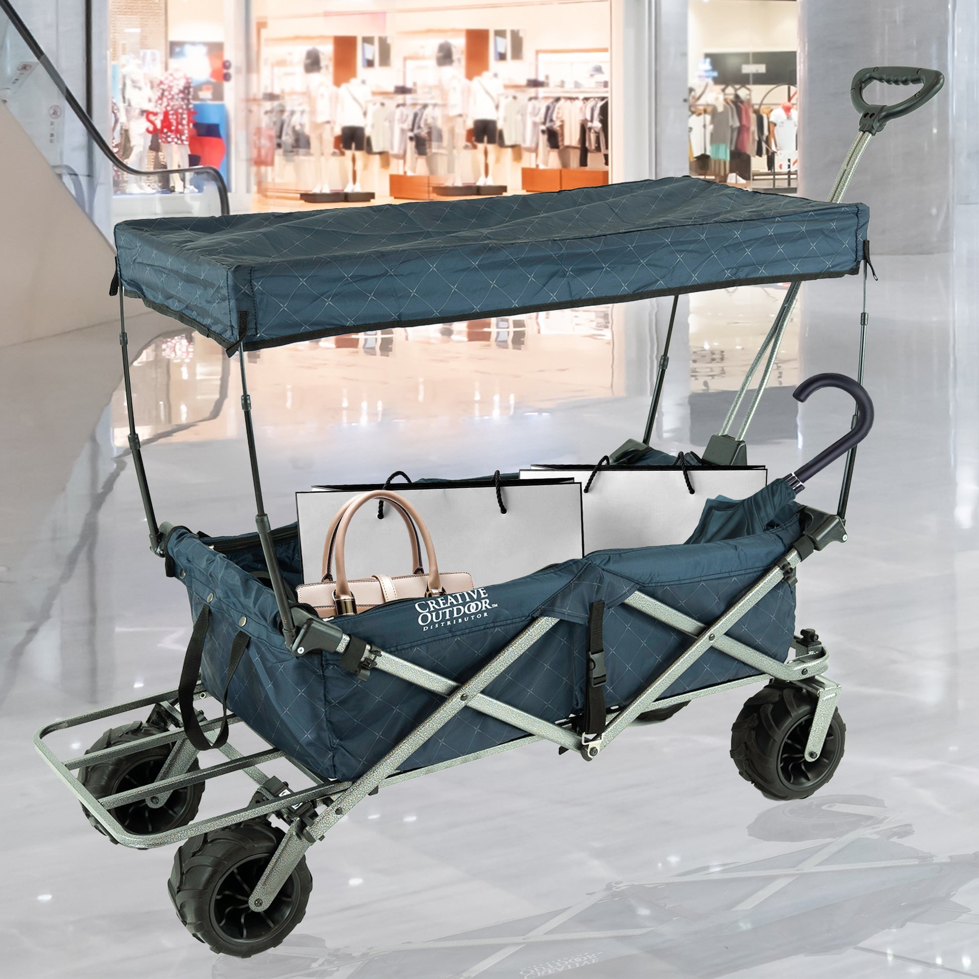 All-Terrain Deluxe Wagon - Navy Gray Diamond - Creative Wagons