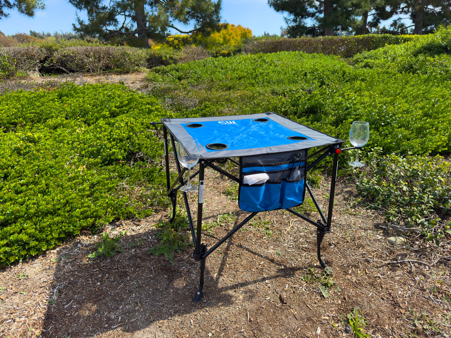 Adjustable Height Folding Wine Table | Blue - Creative Wagons