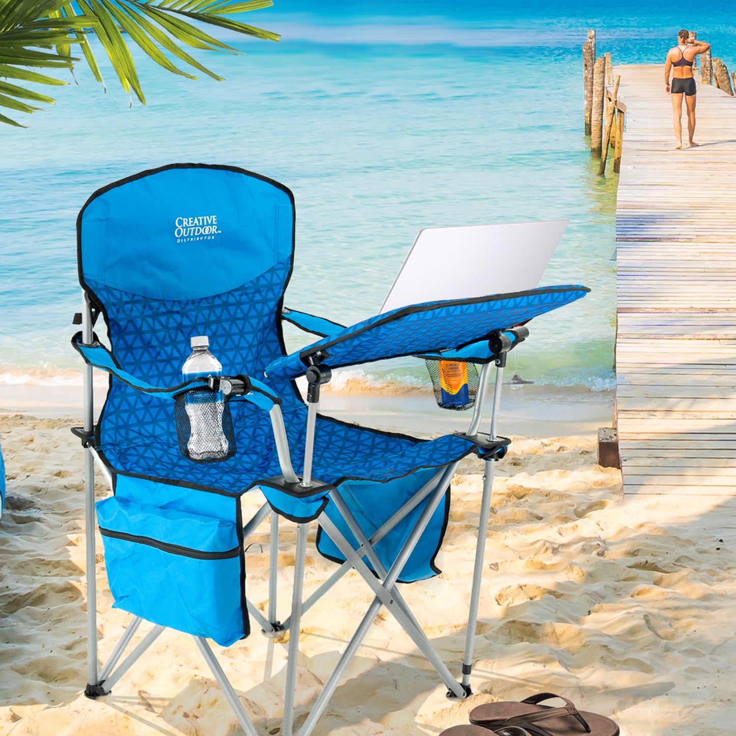 2 Ocean Diamond iChairs + 1 Blue Wine Table - Custom Folding Wagons