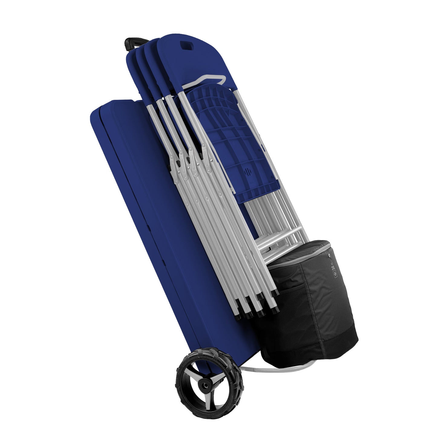 The Rolling Table - 6 ft. Folding Table on Wheels - Team Colors - Blue & Gray - Creative Wagons