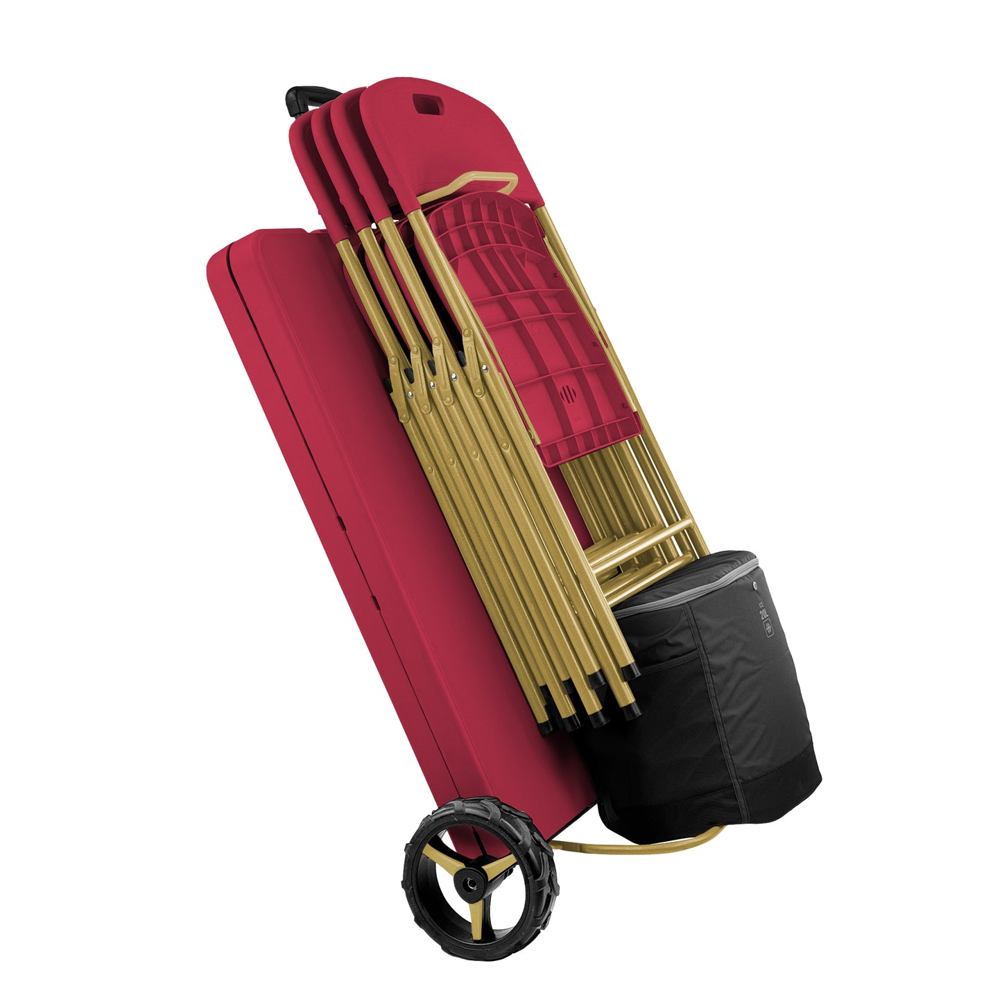 The Rolling Table - 6 ft. Folding Table on Wheels - Team Colors - Dark Red & Dark Yellow - Creative Wagons