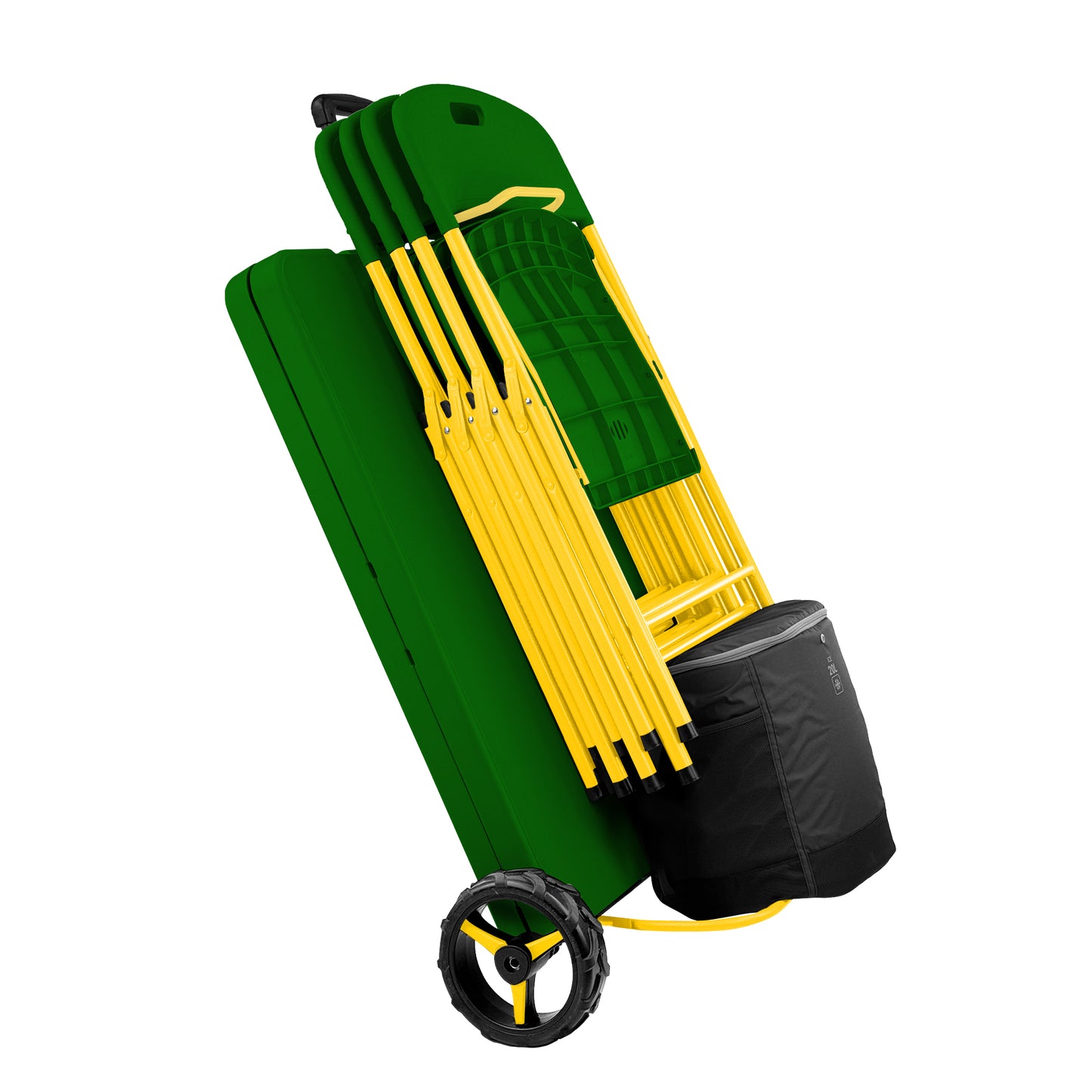 The Rolling Table - 6 ft. Folding Table on Wheels - Team Colors - Green & Yellow - Creative Wagons