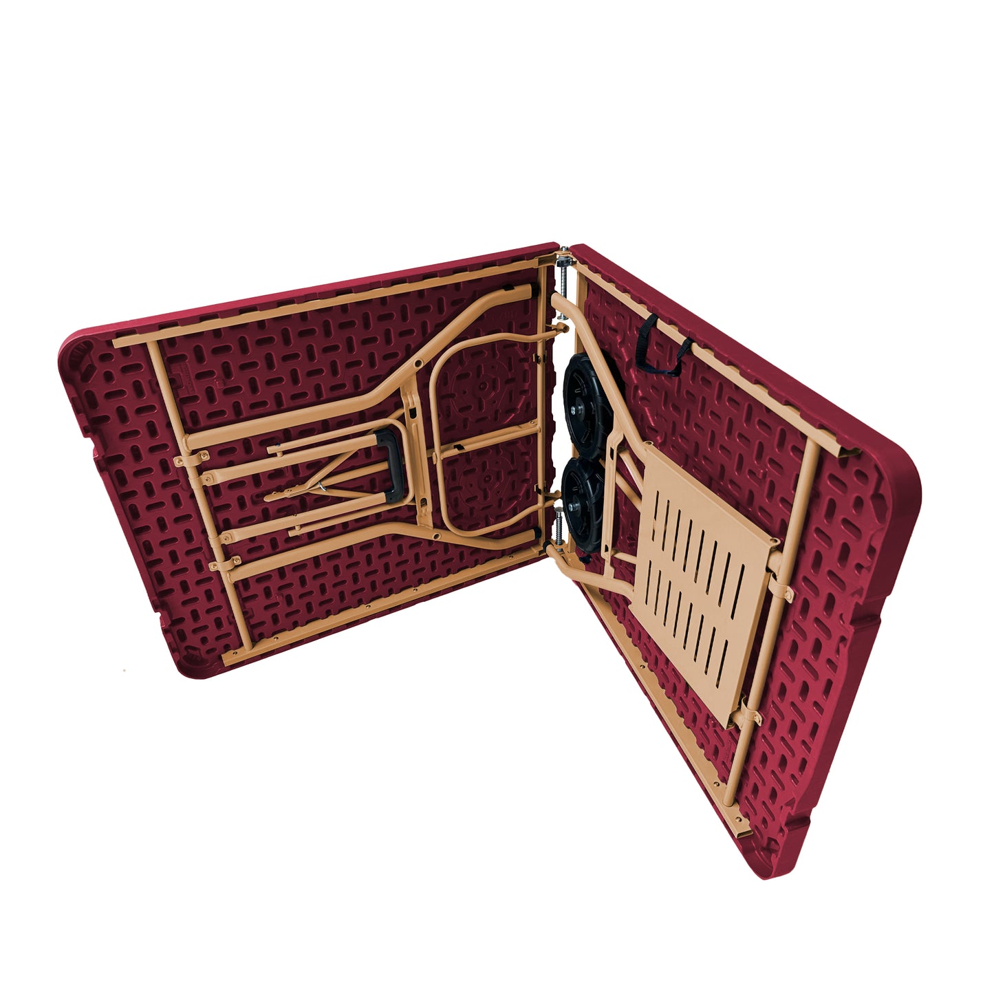 The Rolling Table - 6 ft. Folding Table on Wheels - Team Colors - Dark Red & Dark Yellow - Creative Wagons