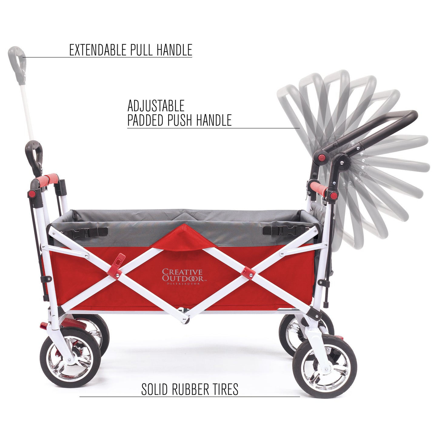 Silver Series Stroller Wagon | Gray/Red - Custom Folding Wagons