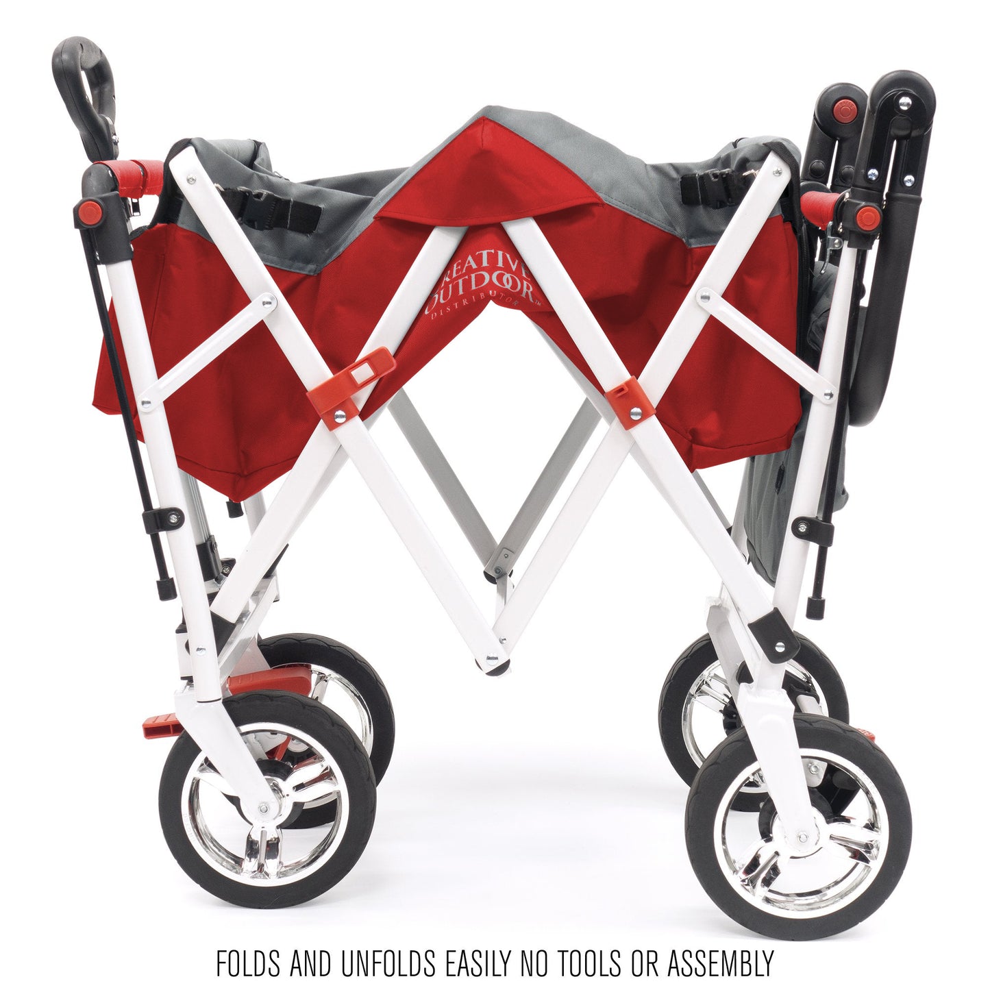 Silver Series Stroller Wagon | Gray/Red - Custom Folding Wagons