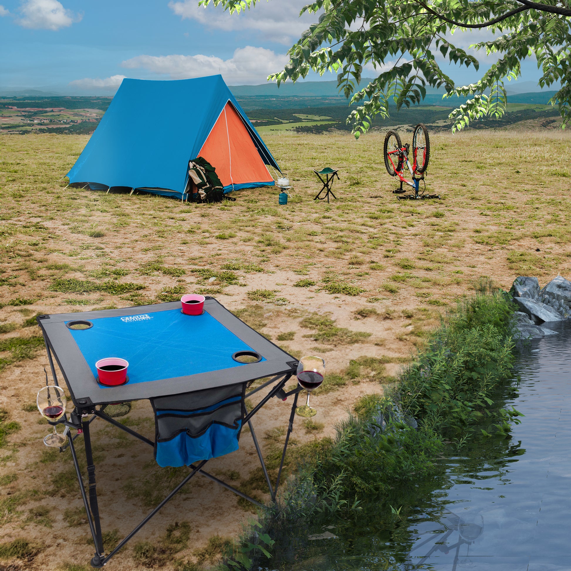 Folding Wine Table | Blue - Creative Wagons