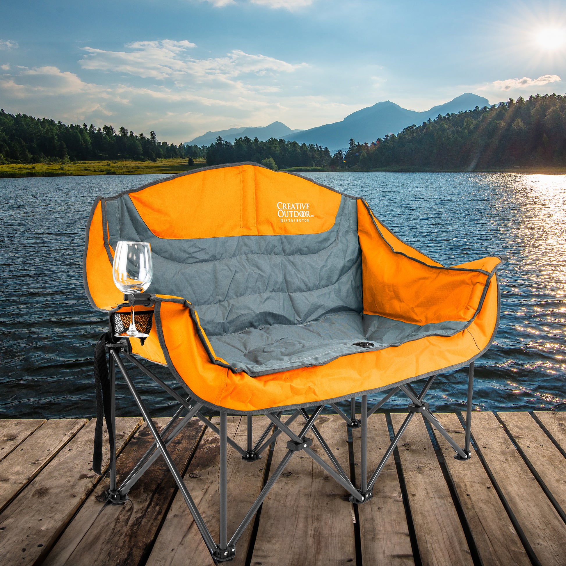Luxury Loveseat Folding Wine Chair | Orange - Creative Wagons