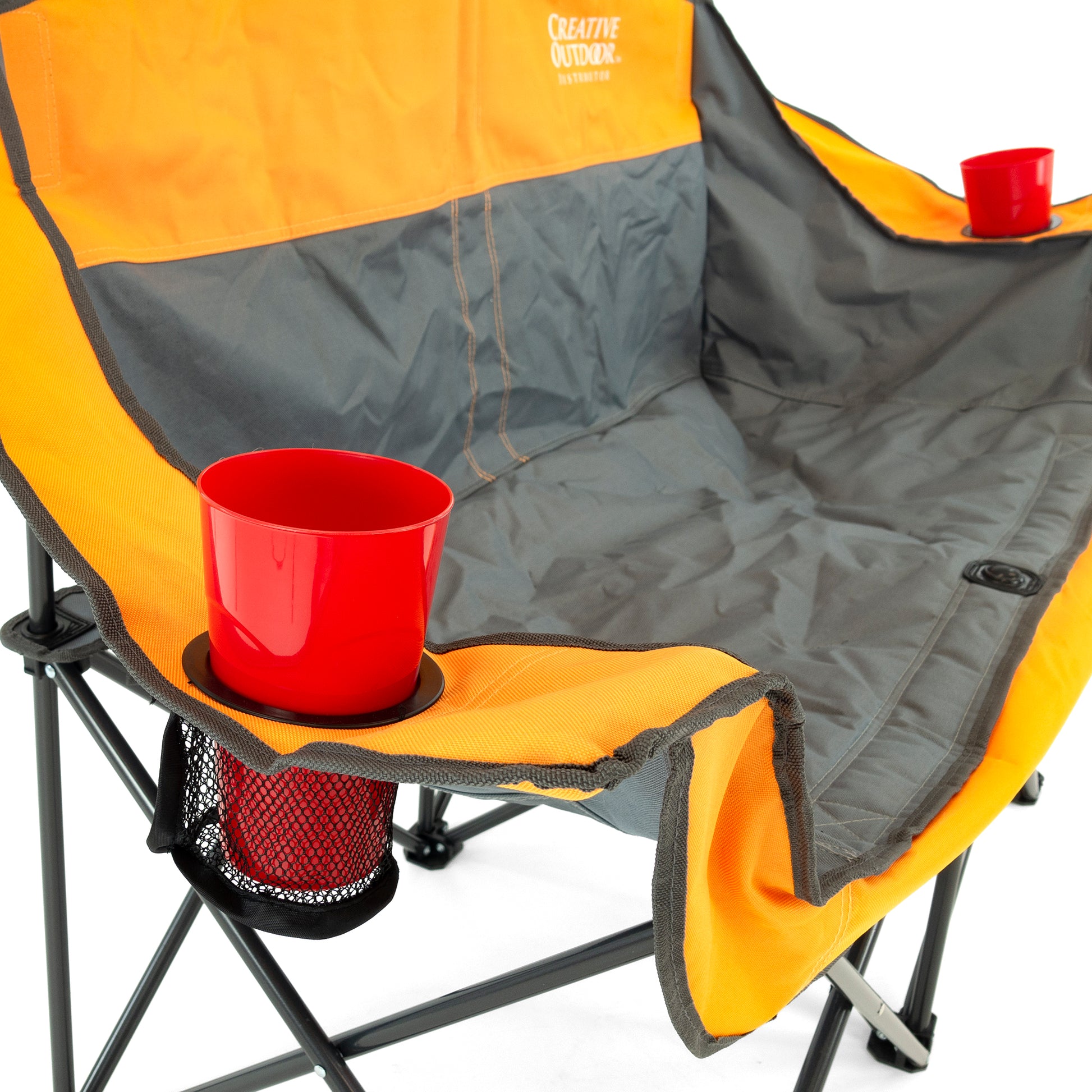 1 Orange Luxury Loveseat + 1 Orange Ice Box Cooler Folding Table - Custom Folding Wagons