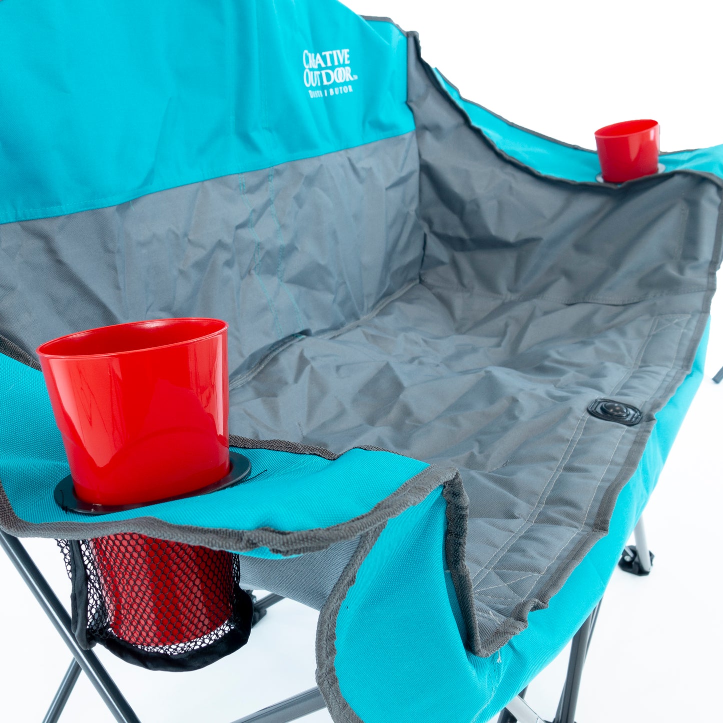 1 Teal Luxury Loveseat + 1 Teal Ice Box Cooler Folding Table - Custom Folding Wagons