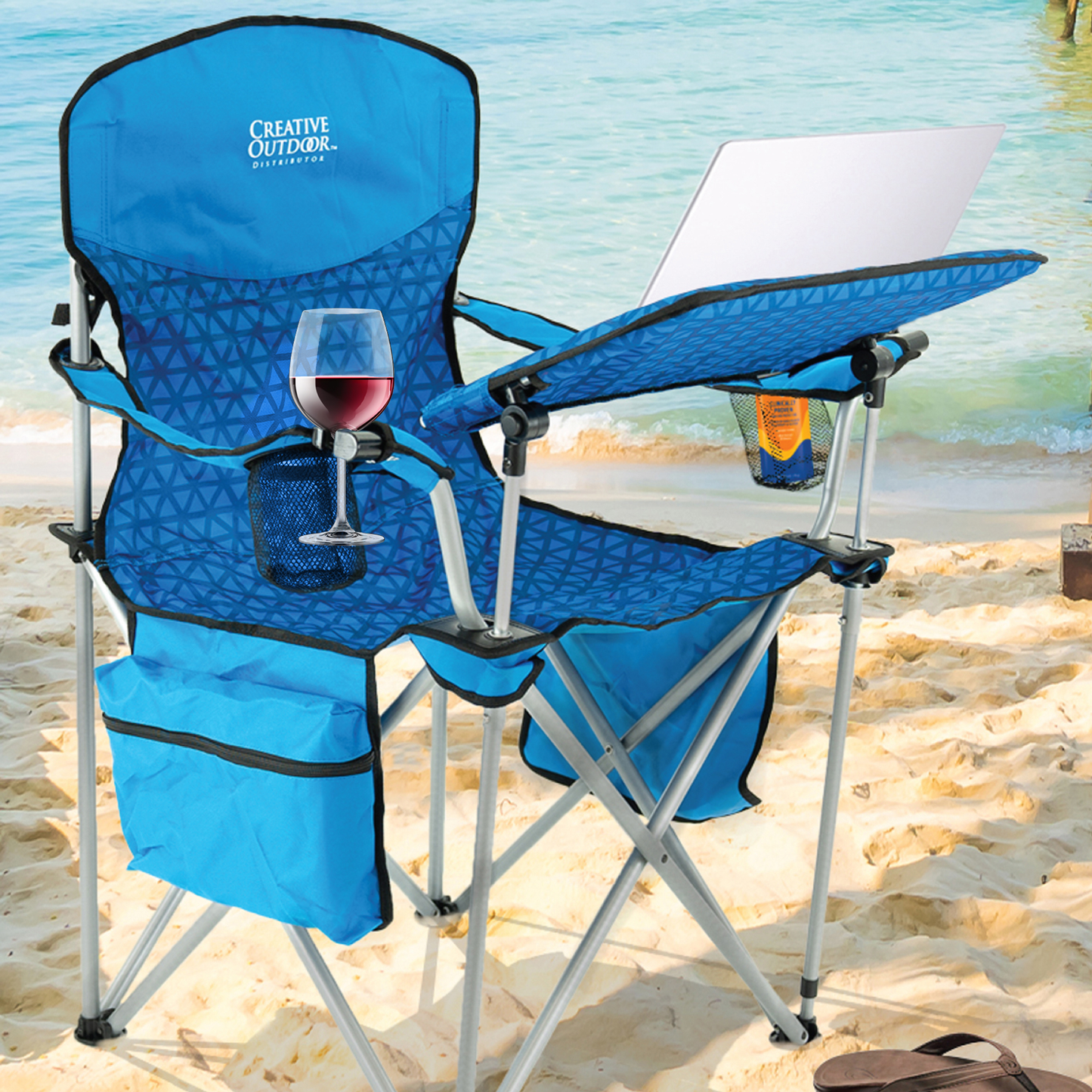 iChair Folding Wine Chair with Adjustable Table | Ocean Diamond - Creative Wagons