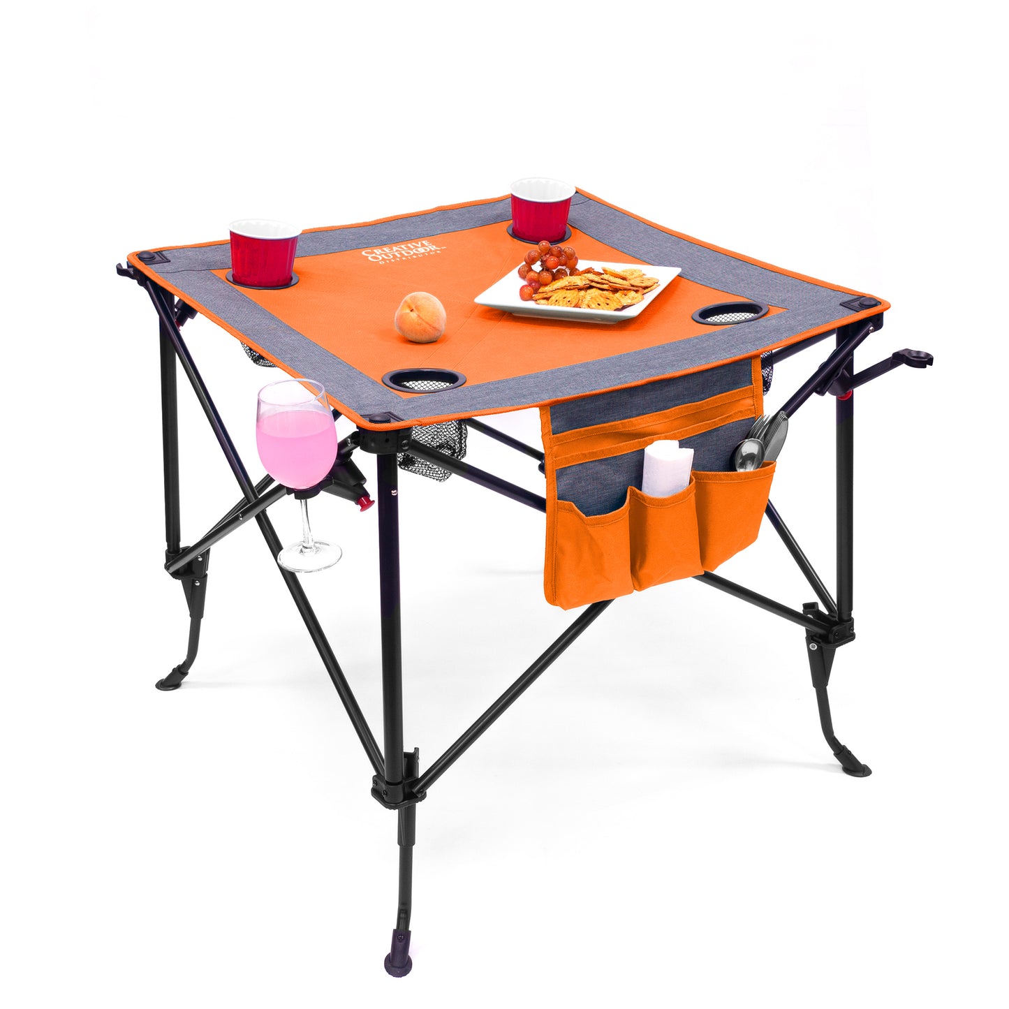 Adjustable Height Folding Wine Table w/ Wine Glass Holders | All Colors - Creative Wagons