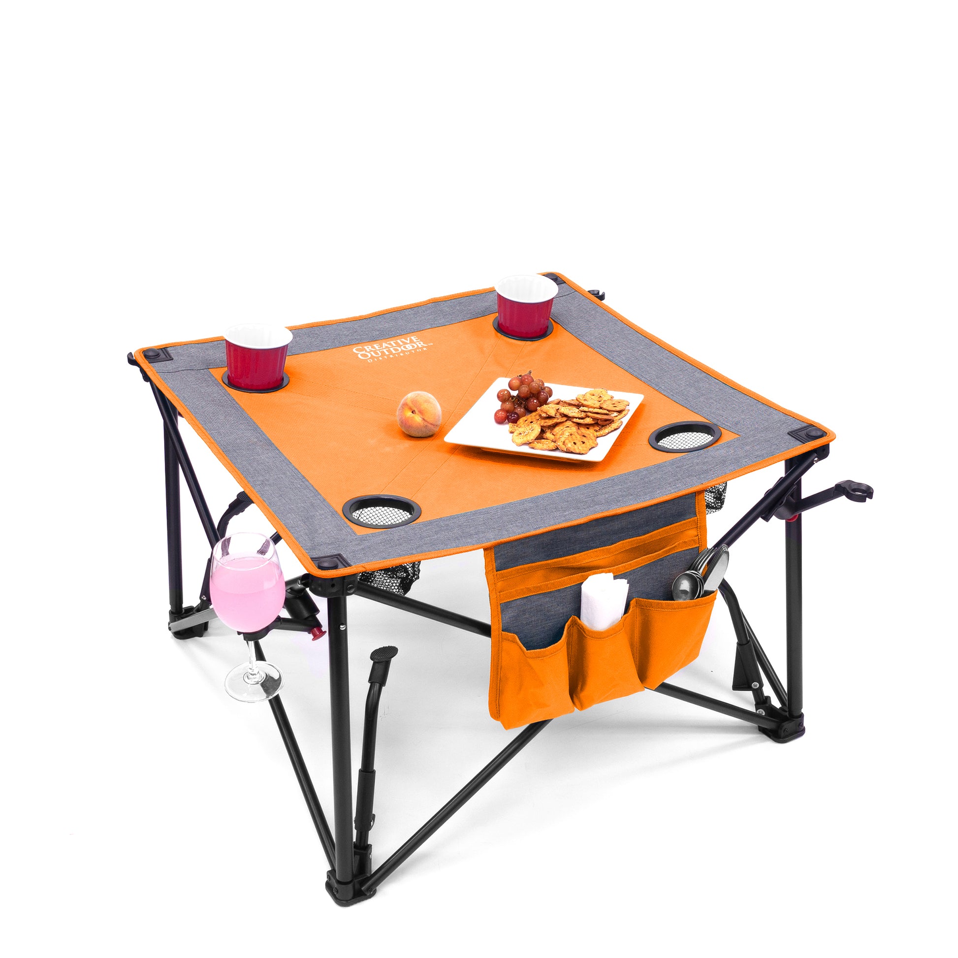 Adjustable Height Folding Wine Table w/ Wine Glass Holders | All Colors - Creative Wagons