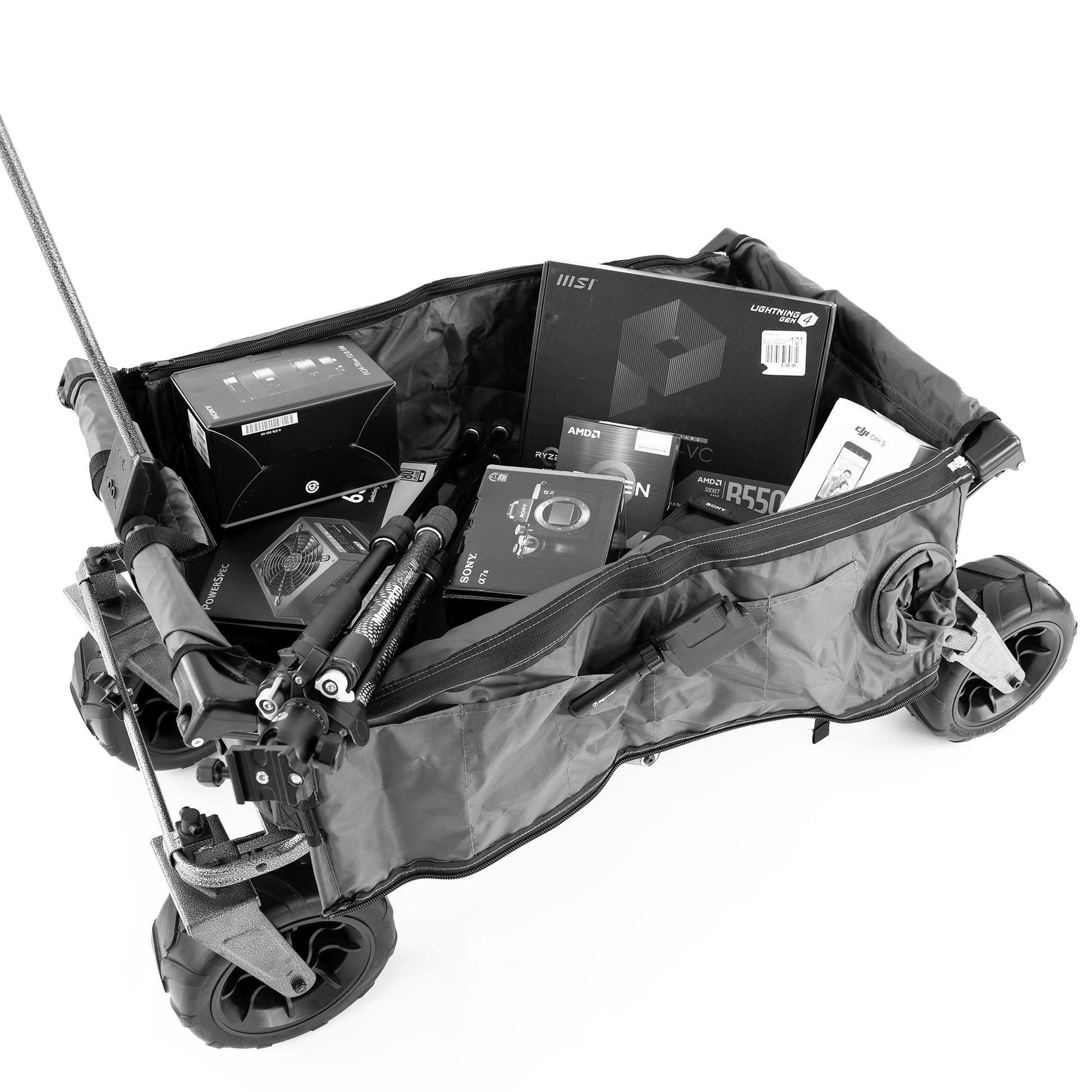 XXL Hauler Deluxe with Cooler Rack | Black - Custom Folding Wagons