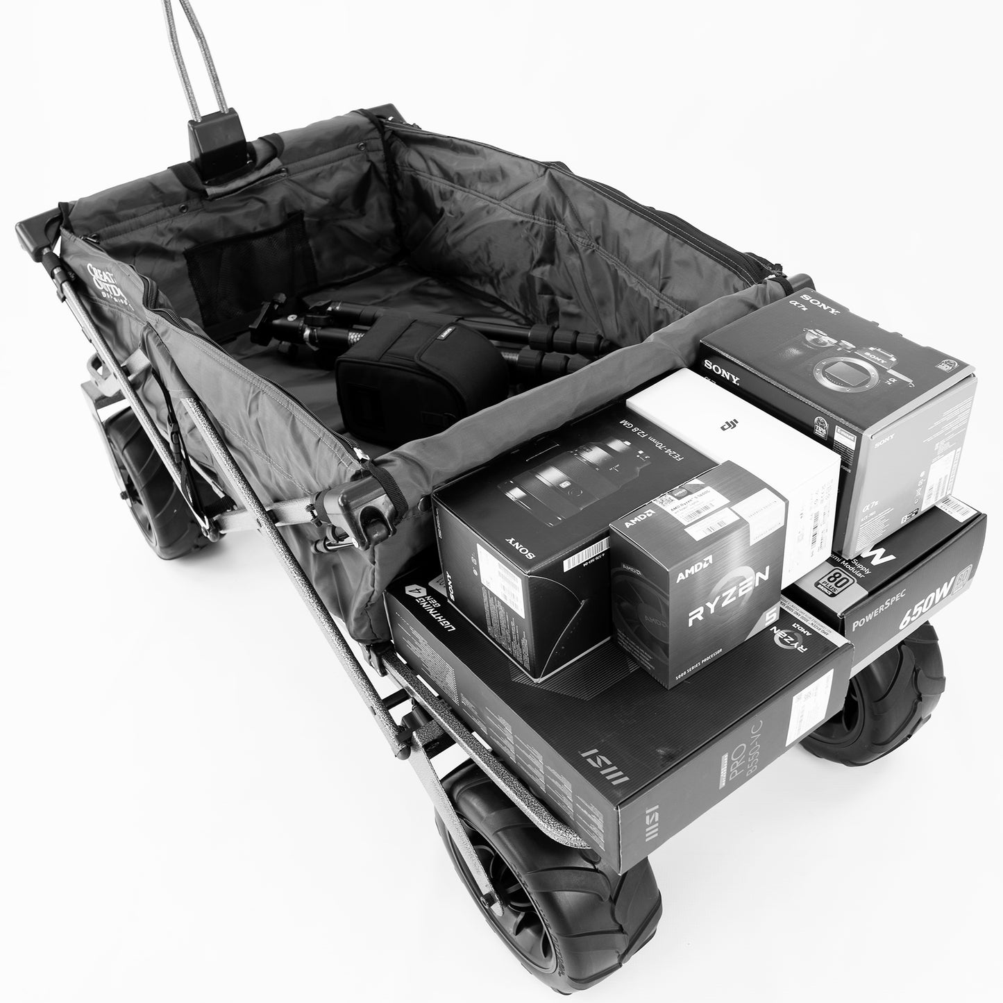 XXL Hauler Deluxe with Cooler Rack | Black Gray - Custom Folding Wagons