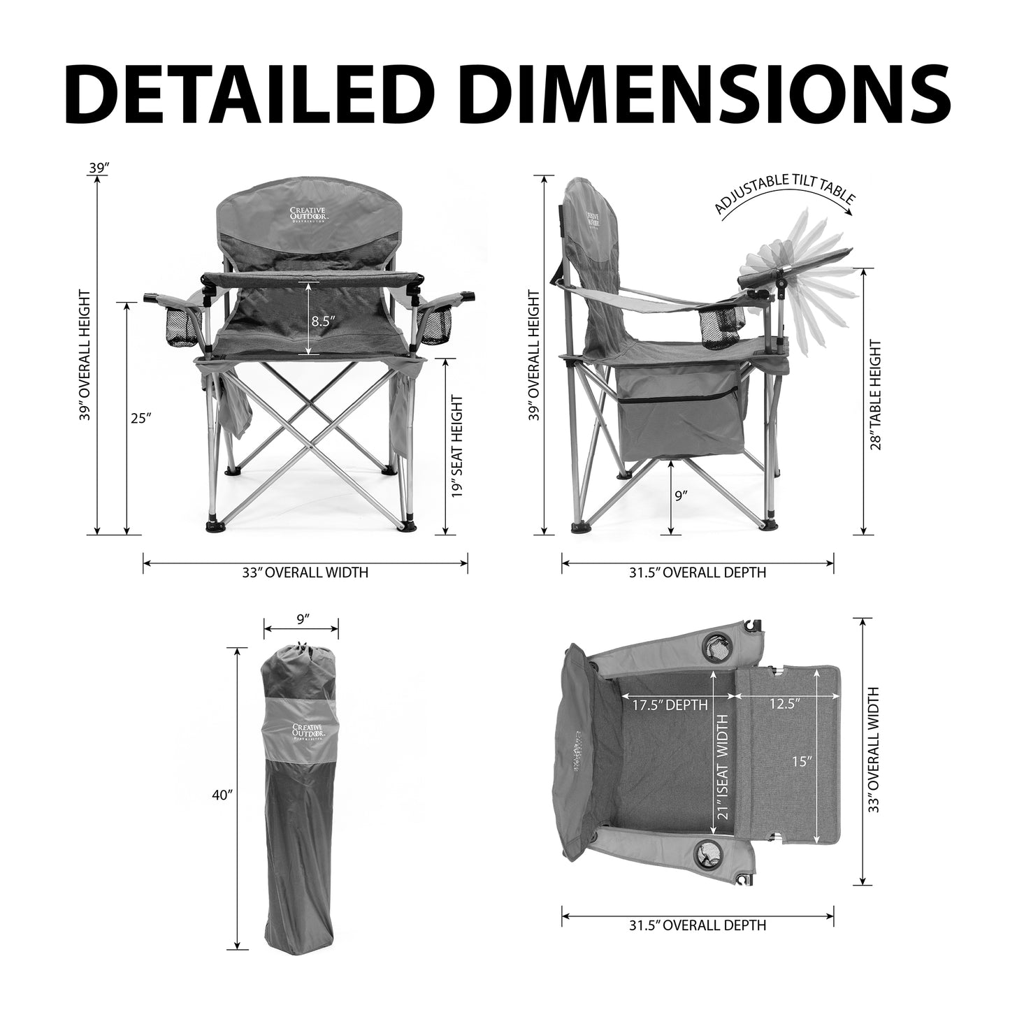 iChair Folding Wine Chair with Adjustable Table | Forest Diamond - Custom Folding Wagons