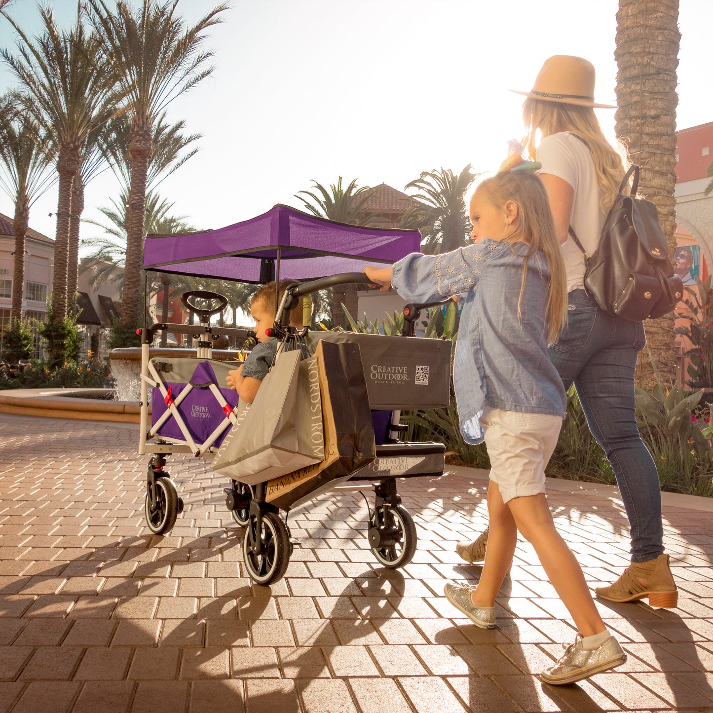 push-pull-titanium-series-plus-folding-wagon-stroller-with-canopy-purple