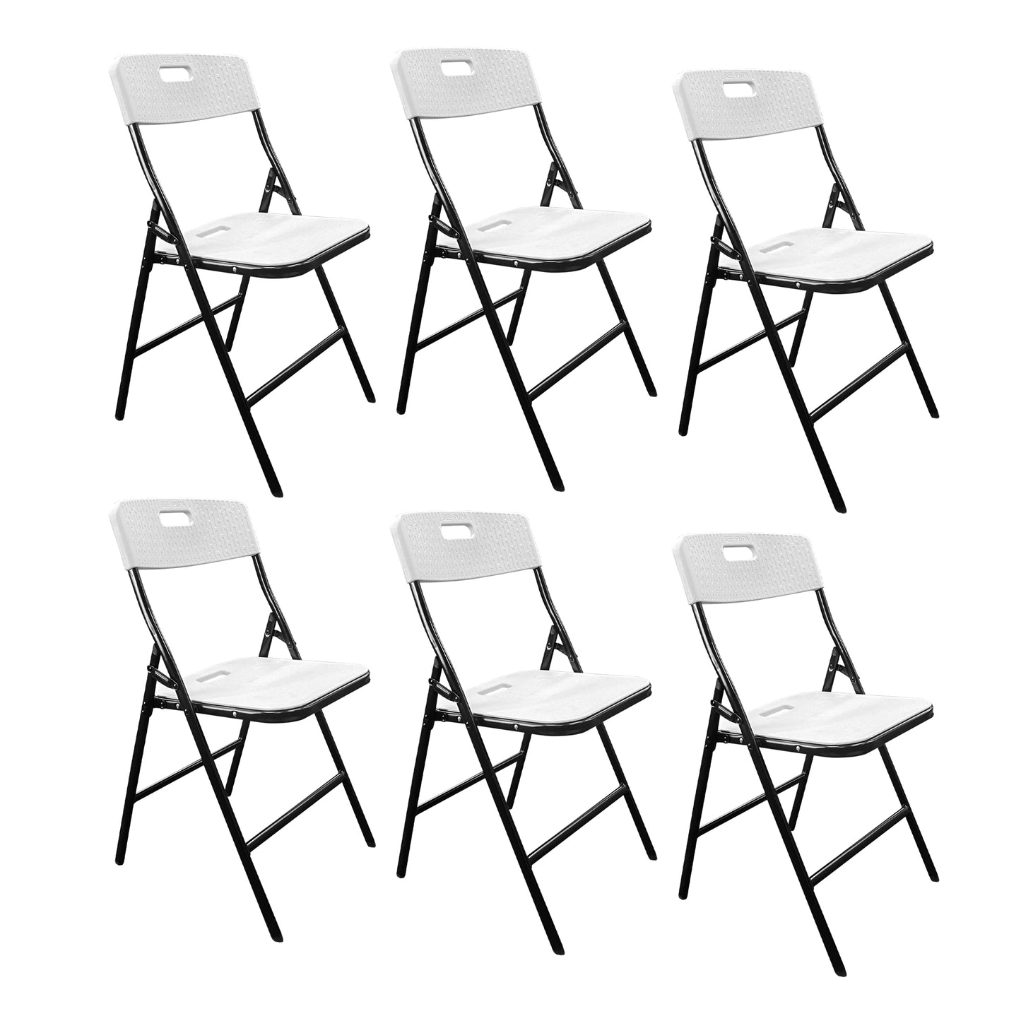 Textured Picnic Folding Chairs - 6 Pack - White - Creative Wagons