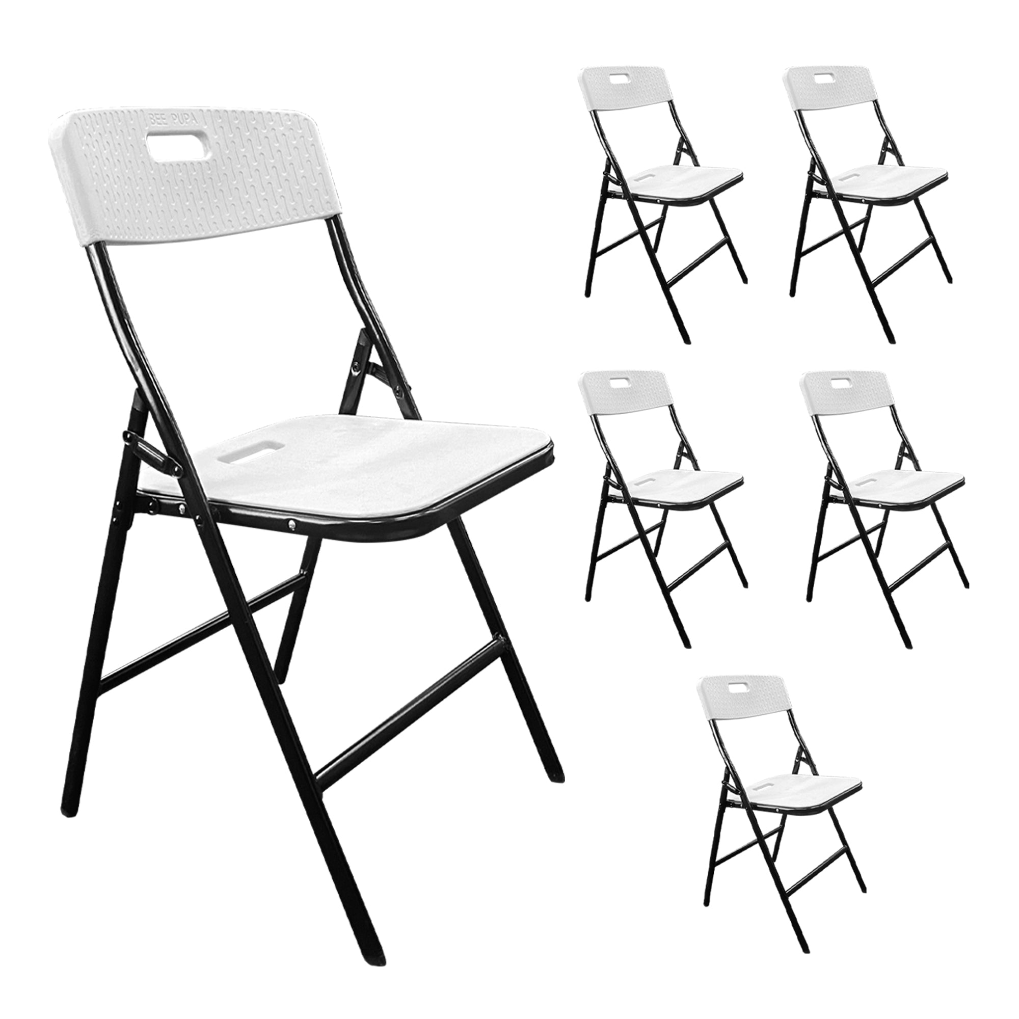 Textured Picnic Folding Chairs - 6 Pack - White – Creative Wagons