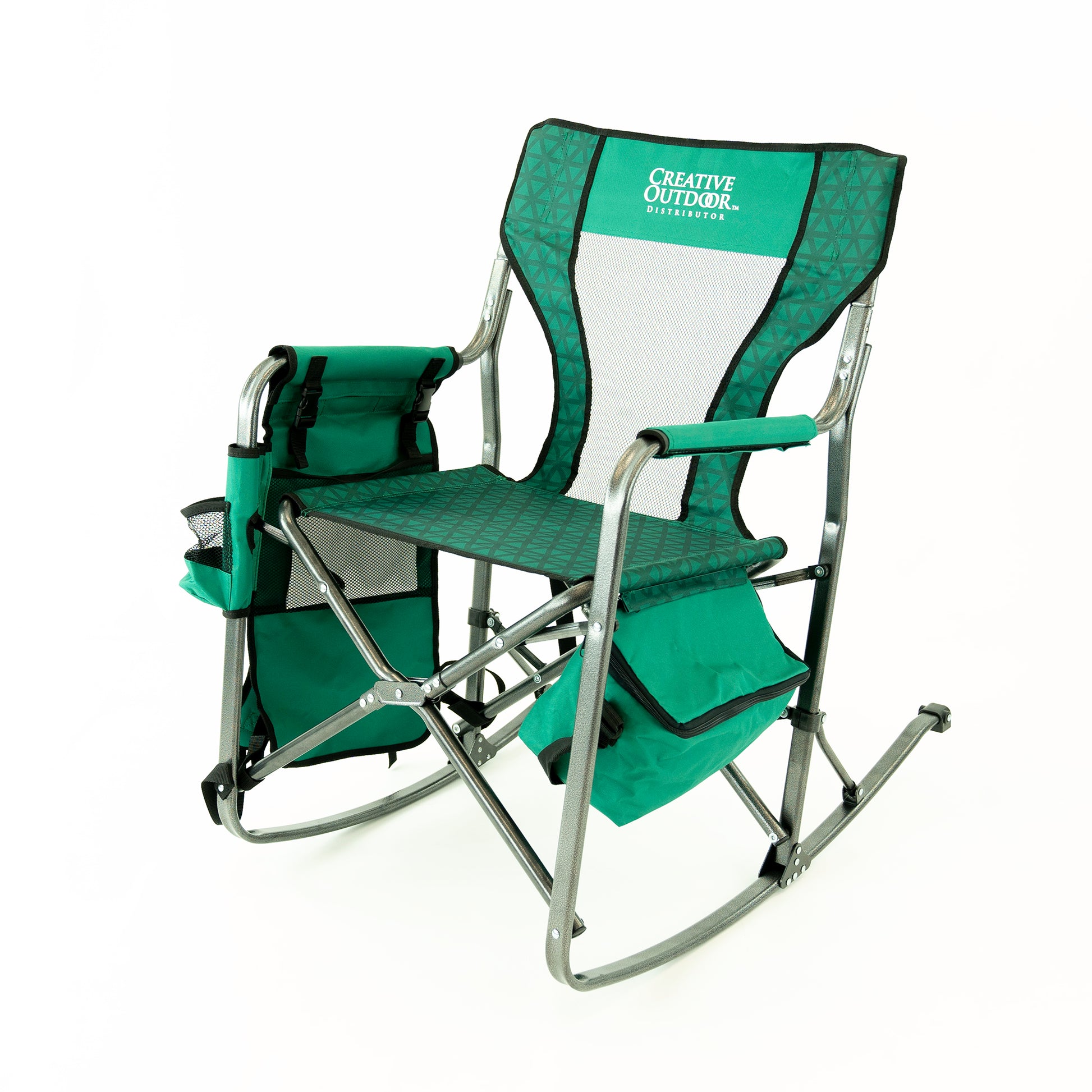 Folding Rocking Chair with Ice Box Cooler | Teal - Custom Folding Wagons