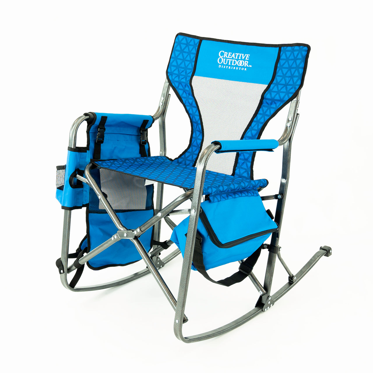 Folding Rocking Chair with Ice Box Cooler | Teal - Custom Folding Wagons