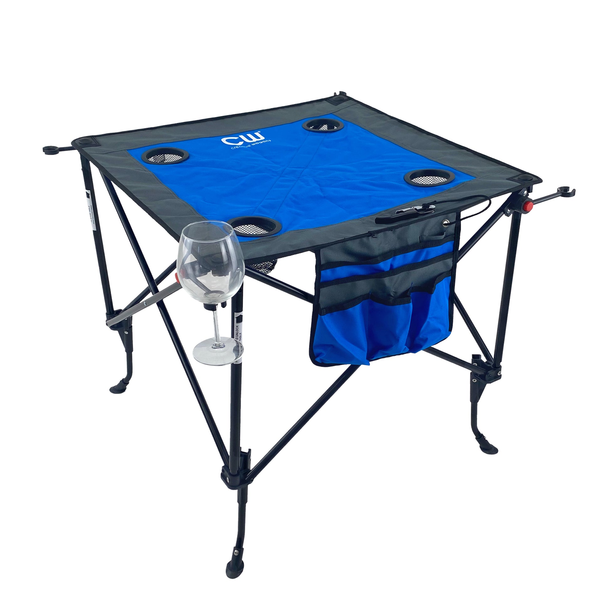 Adjustable Height Folding Wine Table | Blue - Custom Folding Wagons
