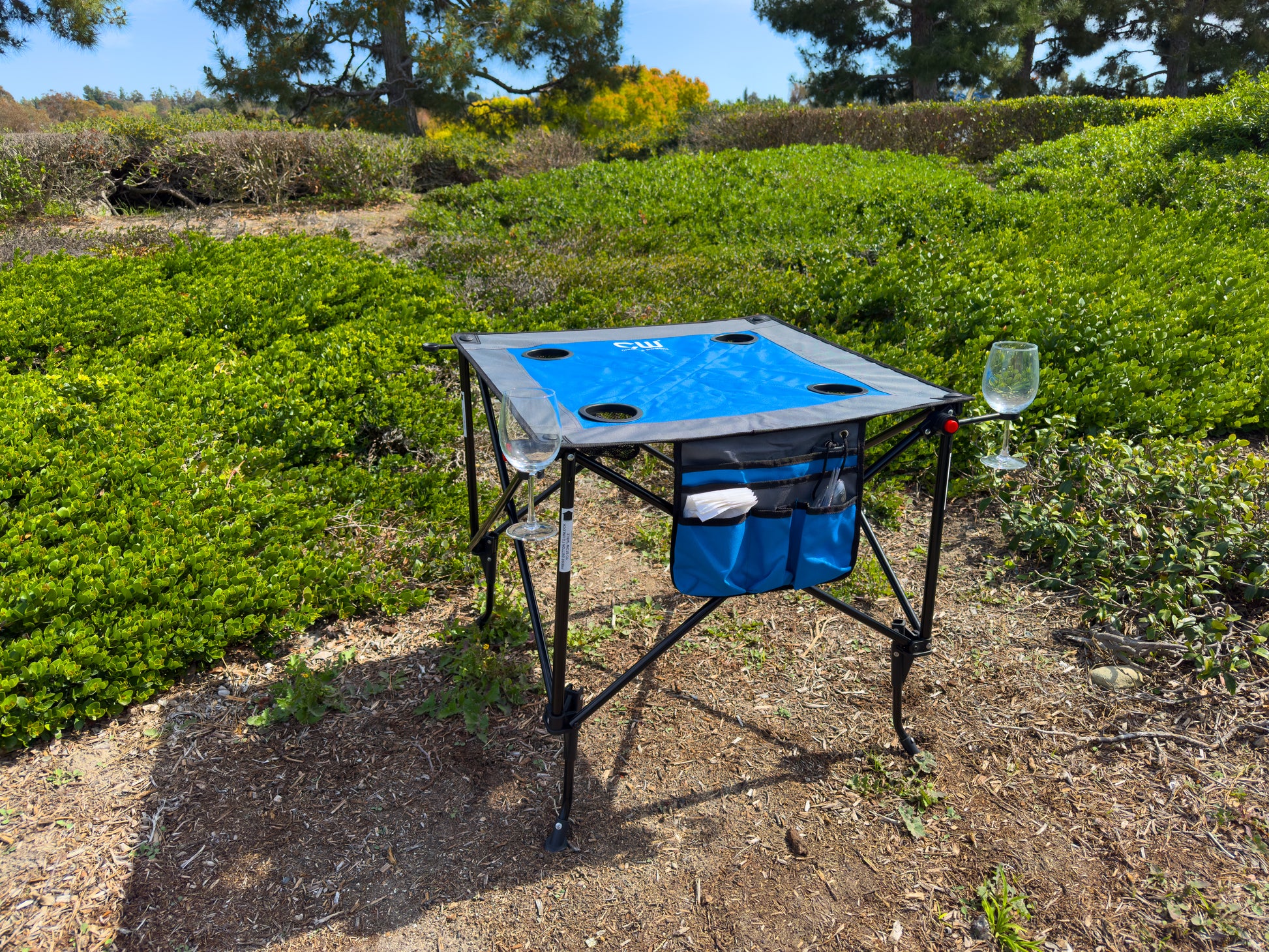 Adjustable Height Folding Wine Table | Blue - Creative Wagons