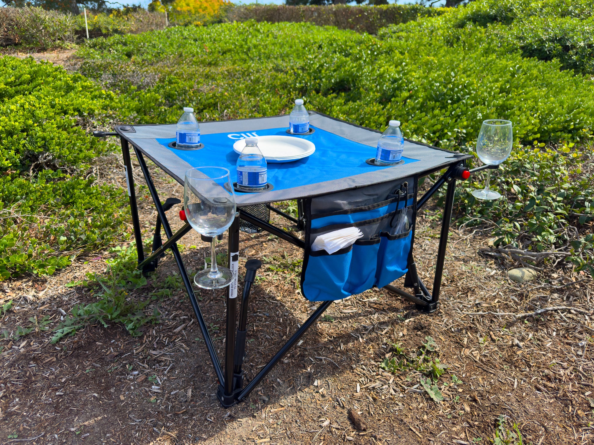 Adjustable Height Folding Wine Table | Blue - Creative Wagons
