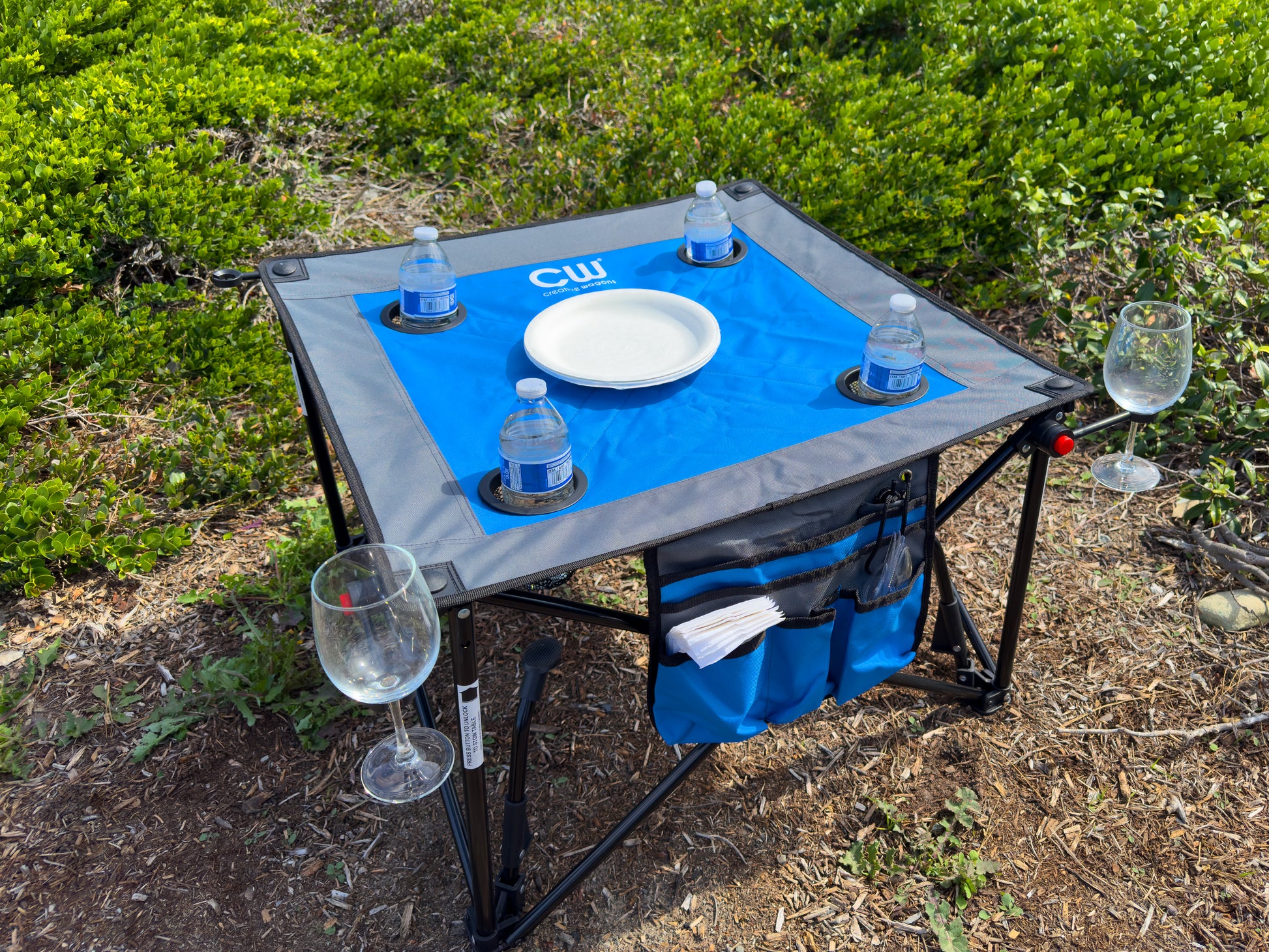 Adjustable Height Folding Wine Table | Blue - Creative Wagons
