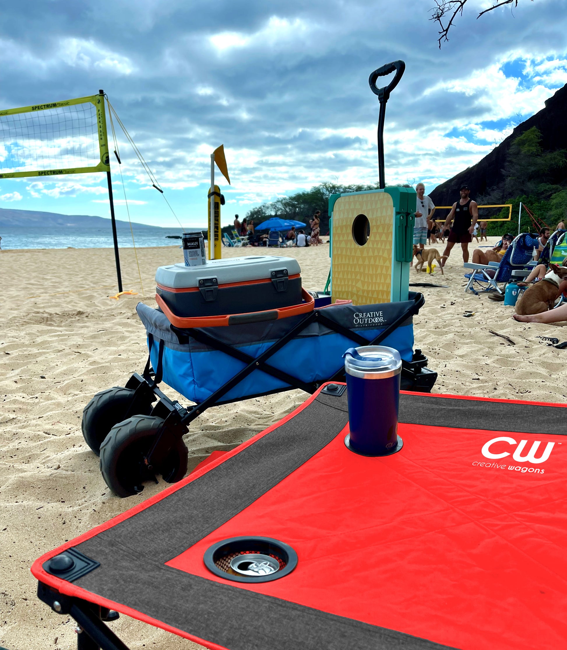 Adjustable Height Folding Wine Table | Red - Creative Wagons