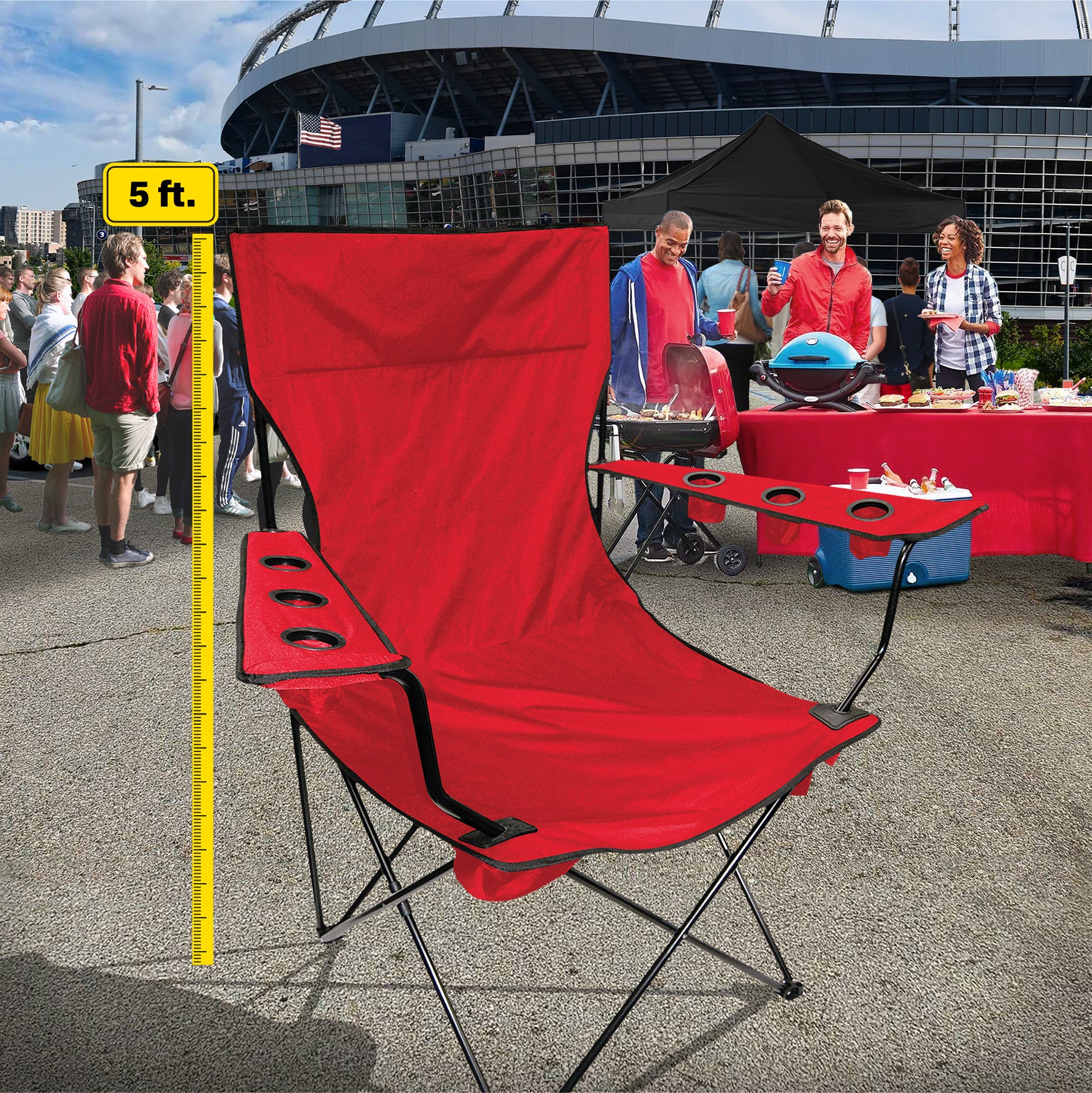 Stadium chair with online canopy