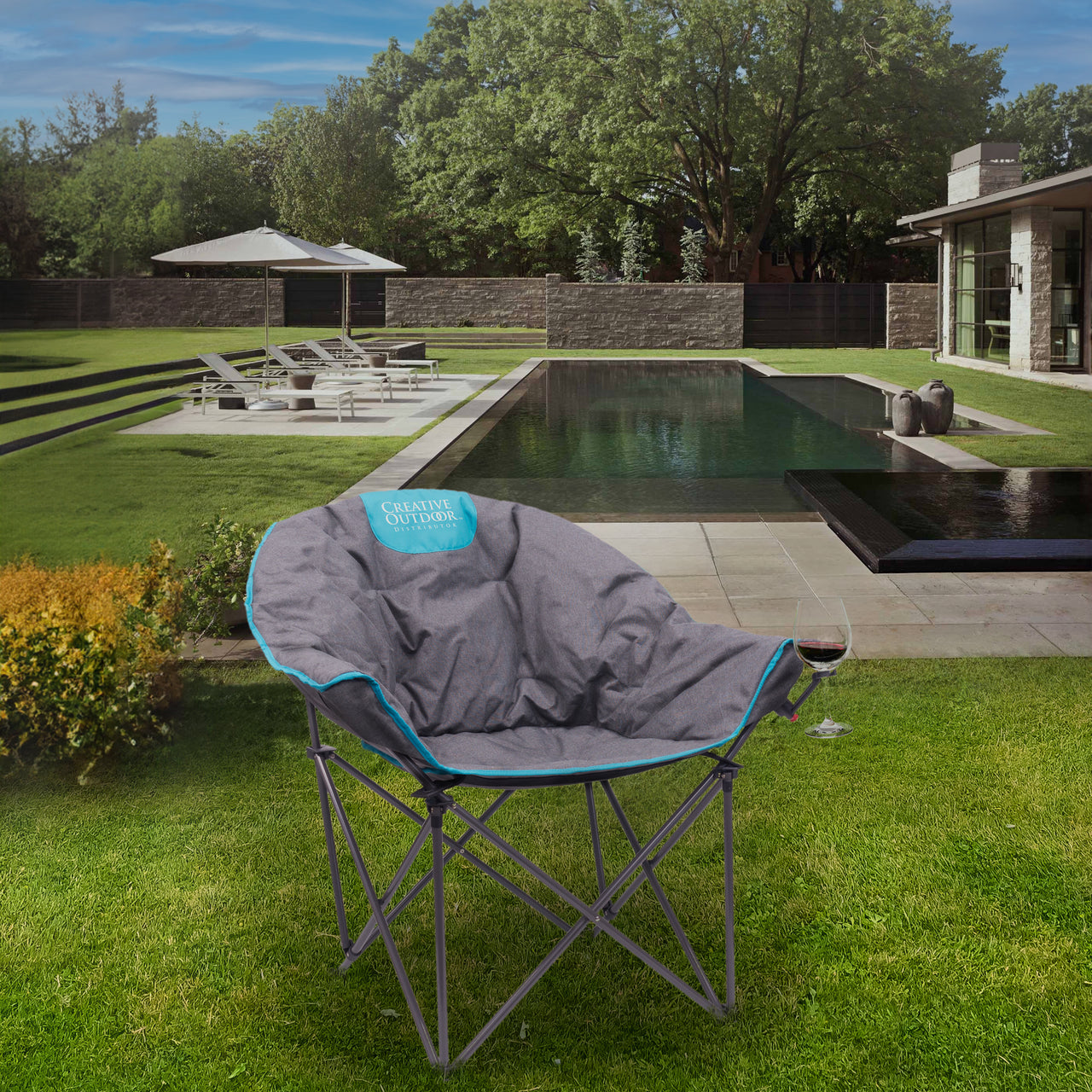 Padded Luxury Folding Wine Chair | Teal - Creative Wagons