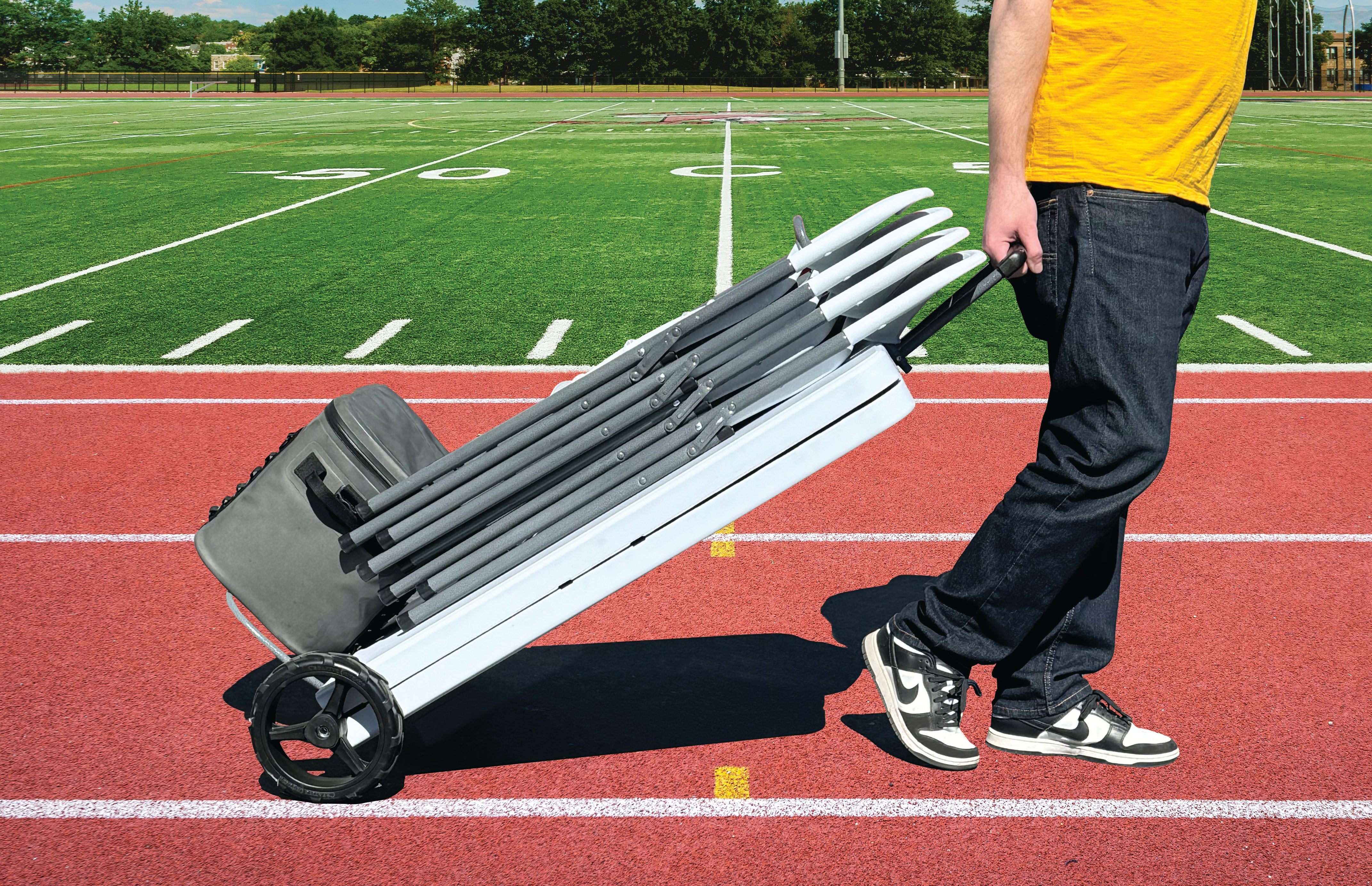 The Rolling Table - 6 ft. Folding Table on Wheels - Team Colors - White - Creative Wagons