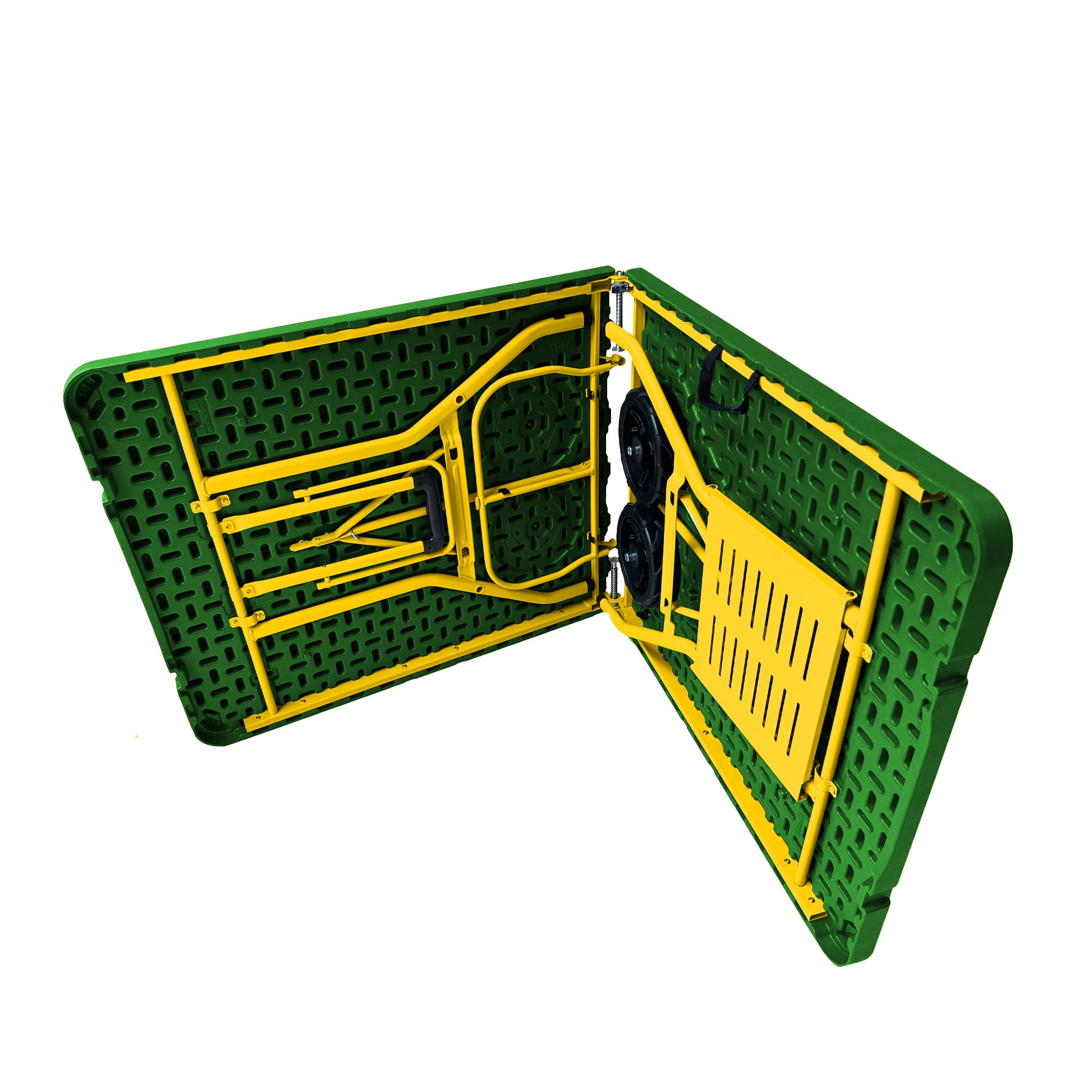 The Rolling Table - 6 ft. Folding Table on Wheels - Team Colors - Green & Yellow - Creative Wagons
