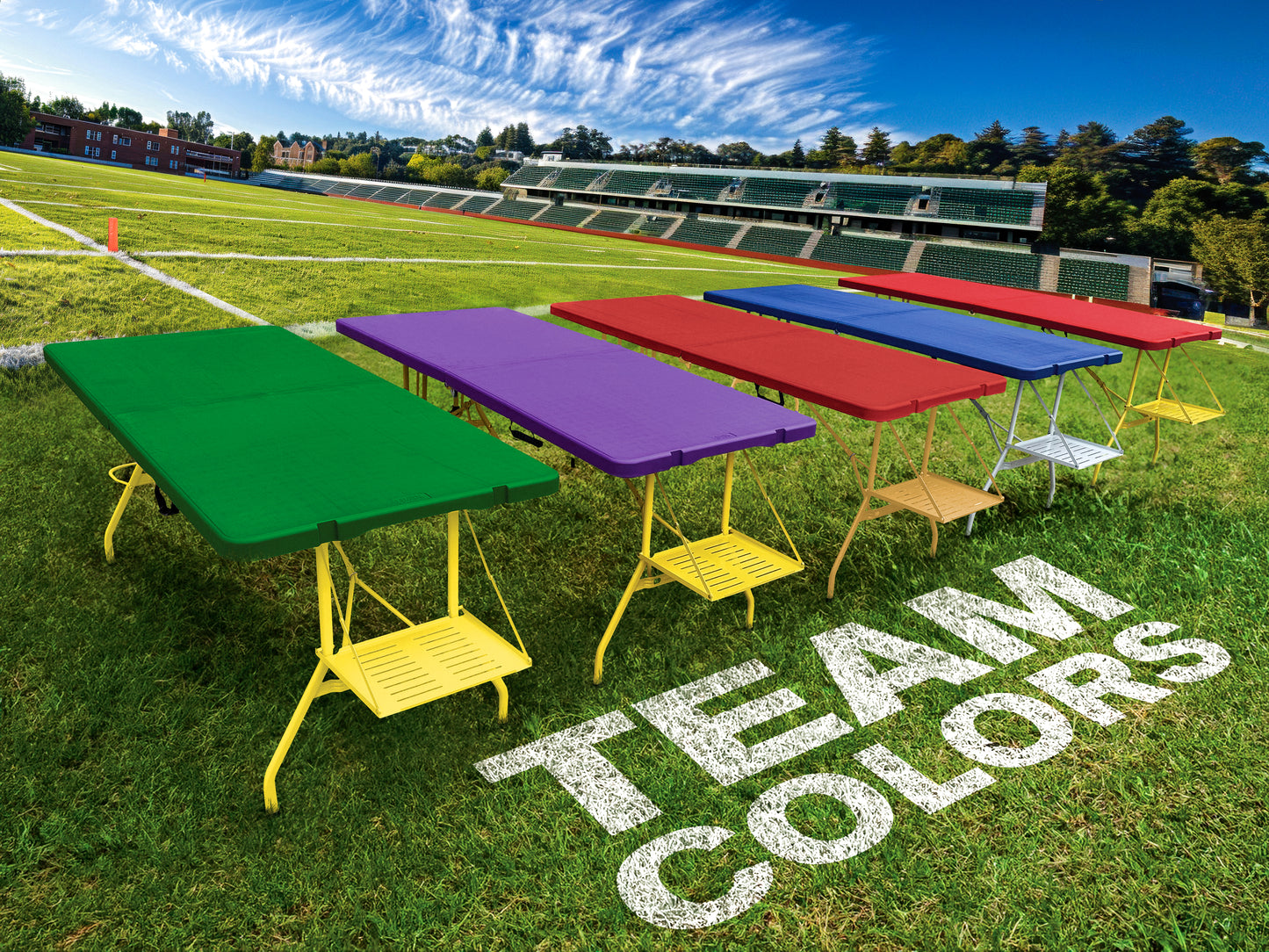 The Rolling Table - 6 ft. Folding Table on Wheels - Team Colors - Green & Yellow