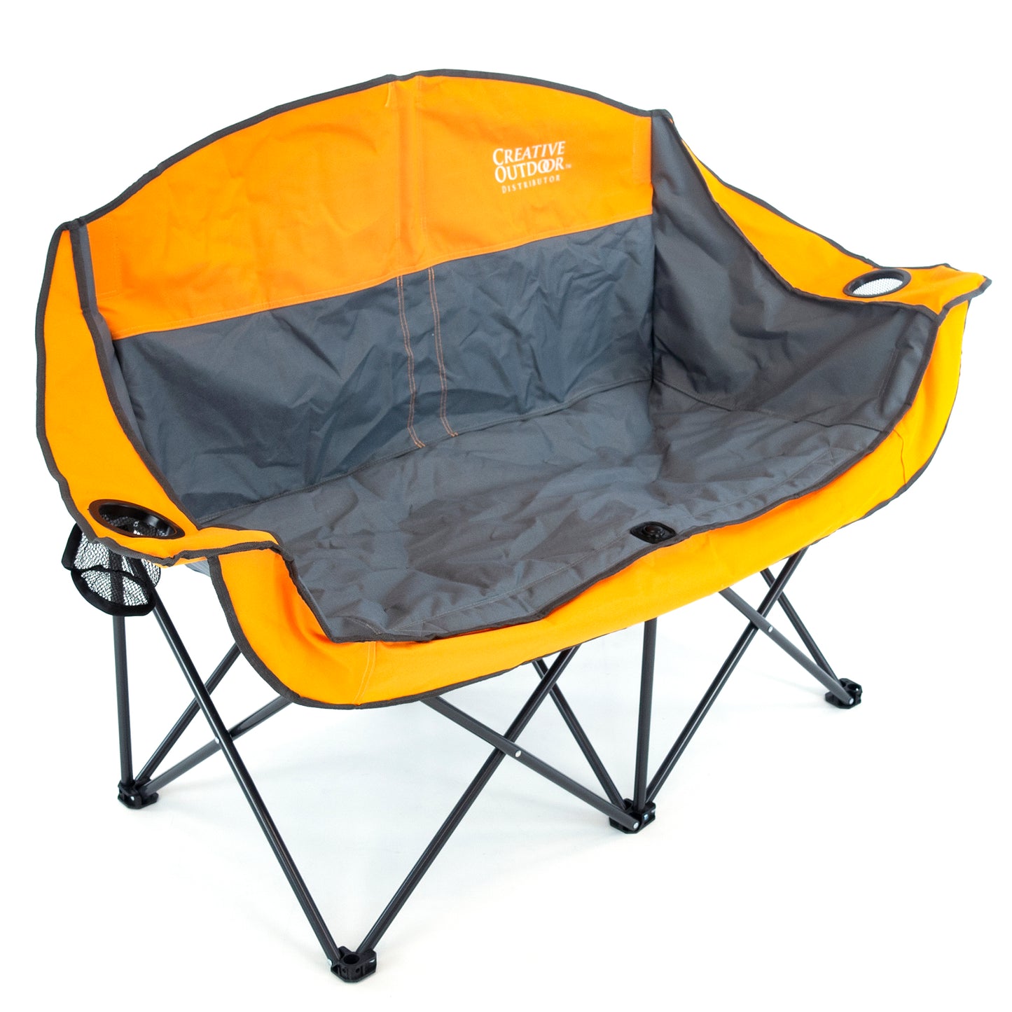 1 Orange Luxury Loveseat + 1 Orange Ice Box Cooler Folding Table - Custom Folding Wagons