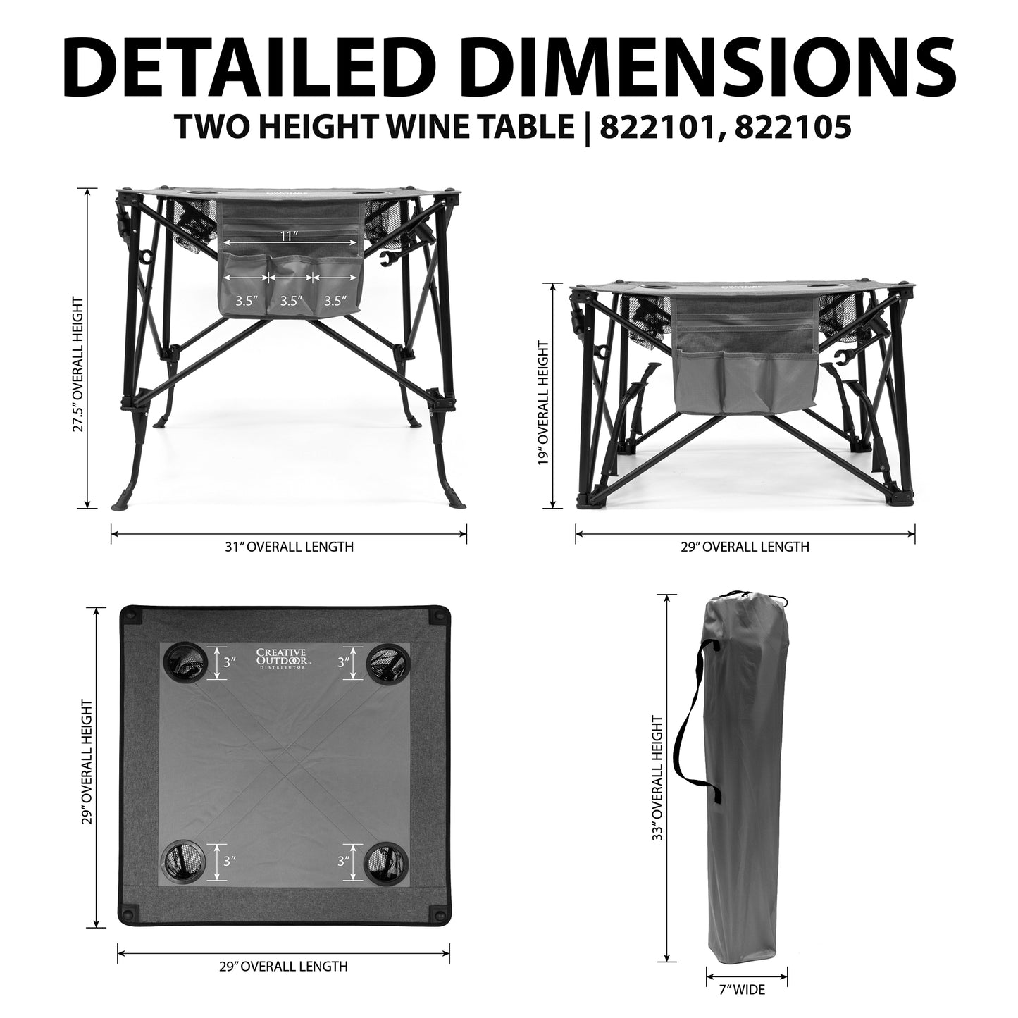Adjustable Height Folding Wine Table | Blue - Custom Folding Wagons