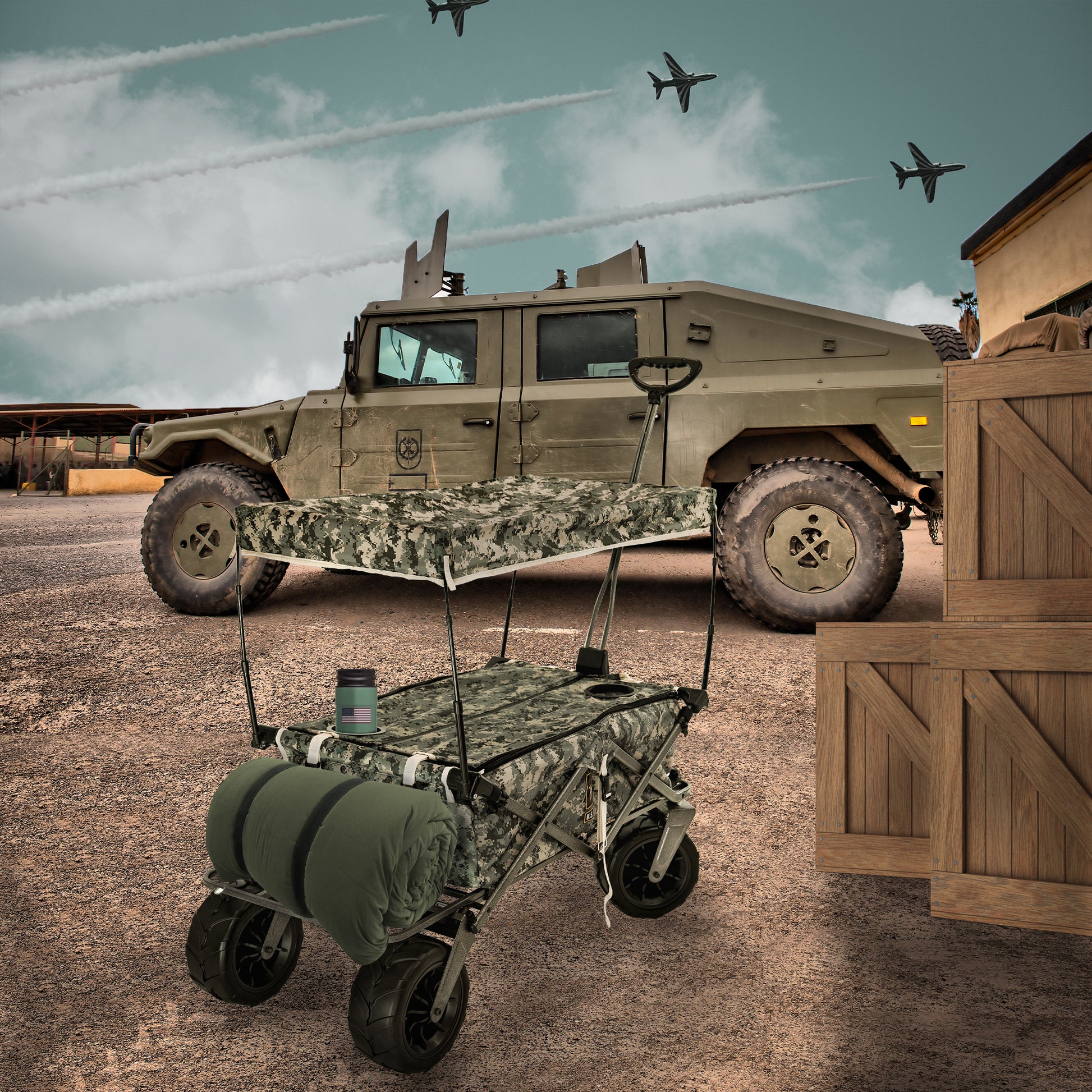 XXL Hauler Deluxe with Cooler Rack | Official US Army Licensed - Custom Folding Wagons