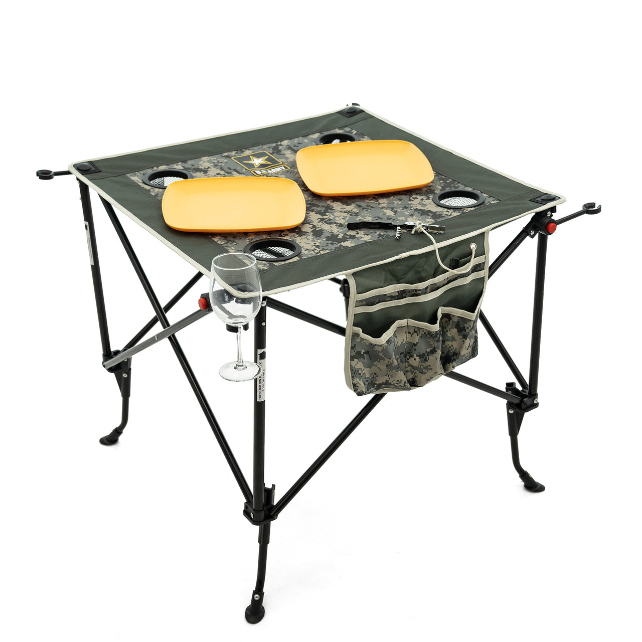 Folding Wine Table With Adjustable Height | Official US Army Licensed - Custom Folding Wagons