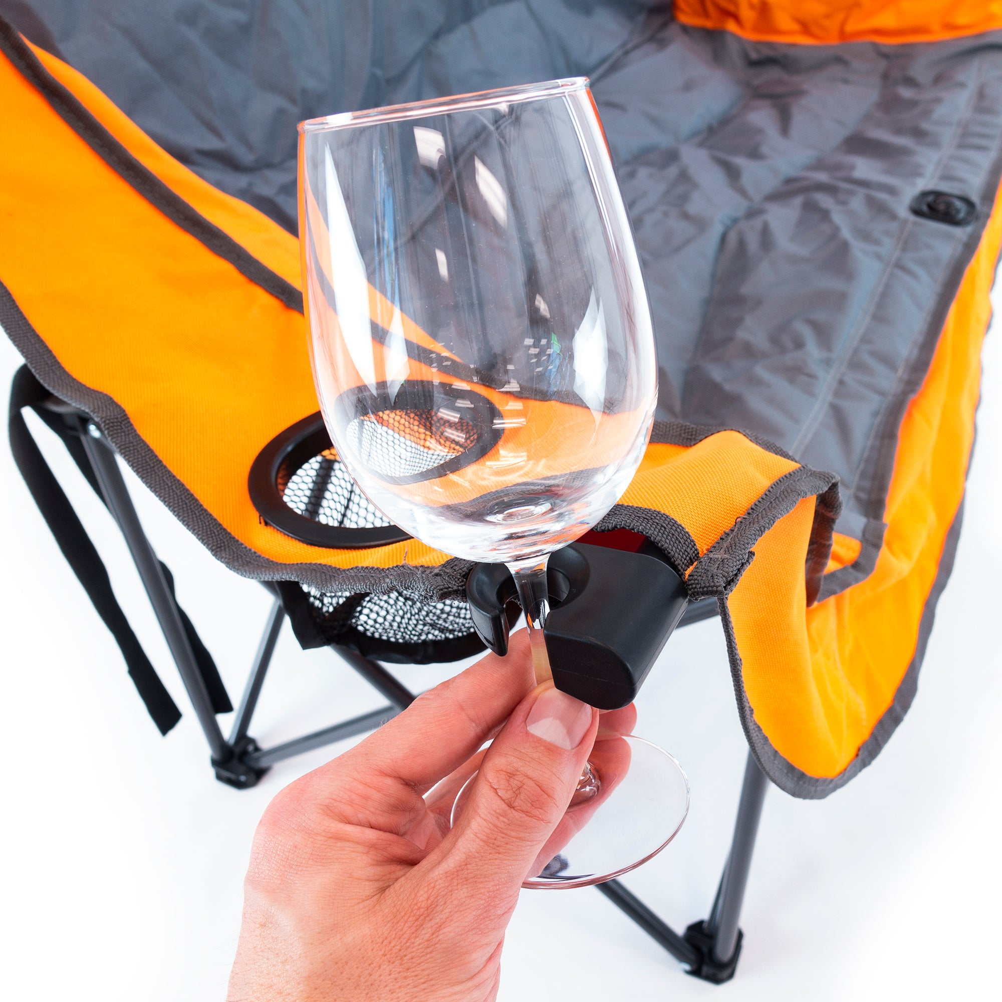 Camp chair wine glass holder sale