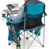 Thumbnail for ichair-folding-wine-chair-with-tilt-table-tealgray