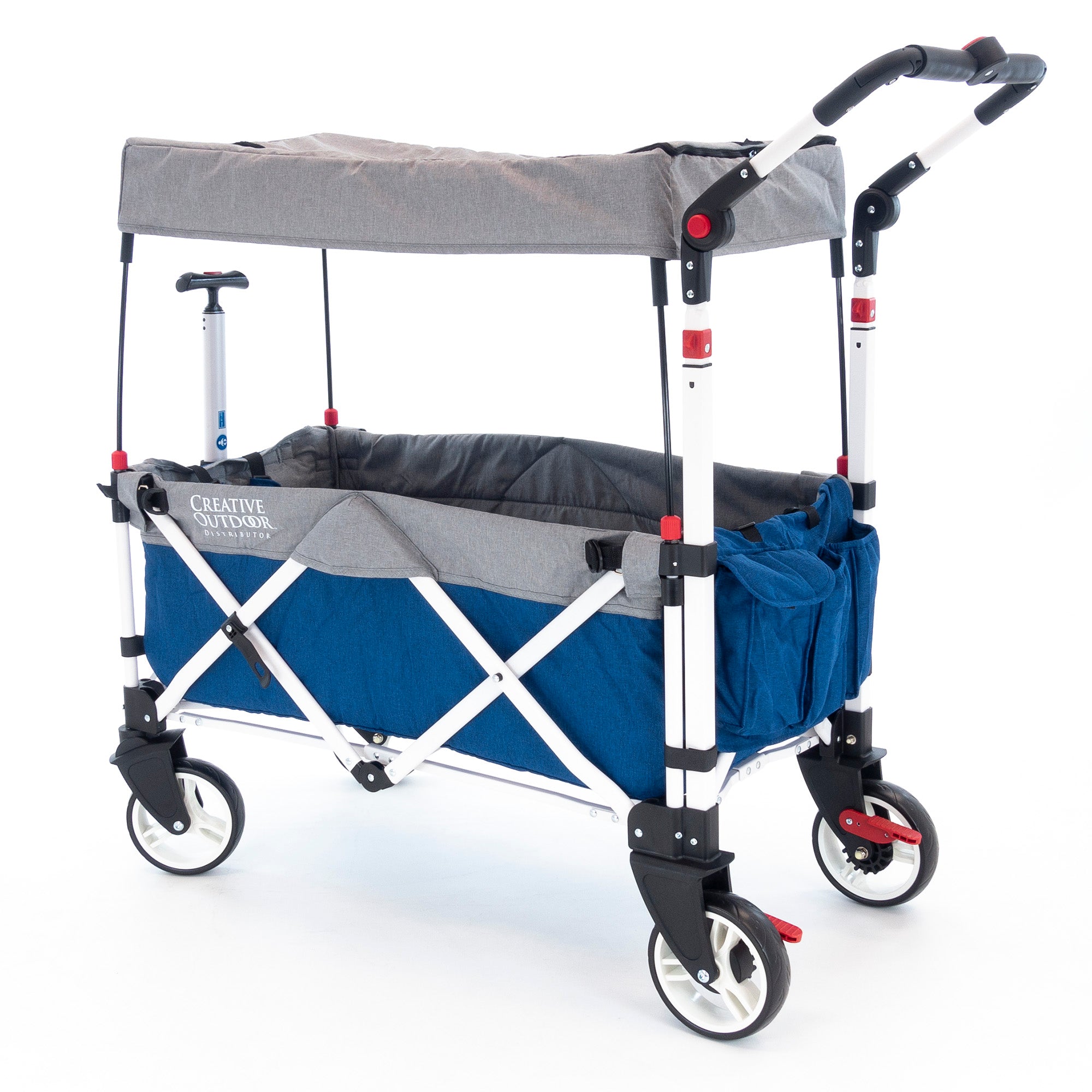Folding wagon outlet with push handle