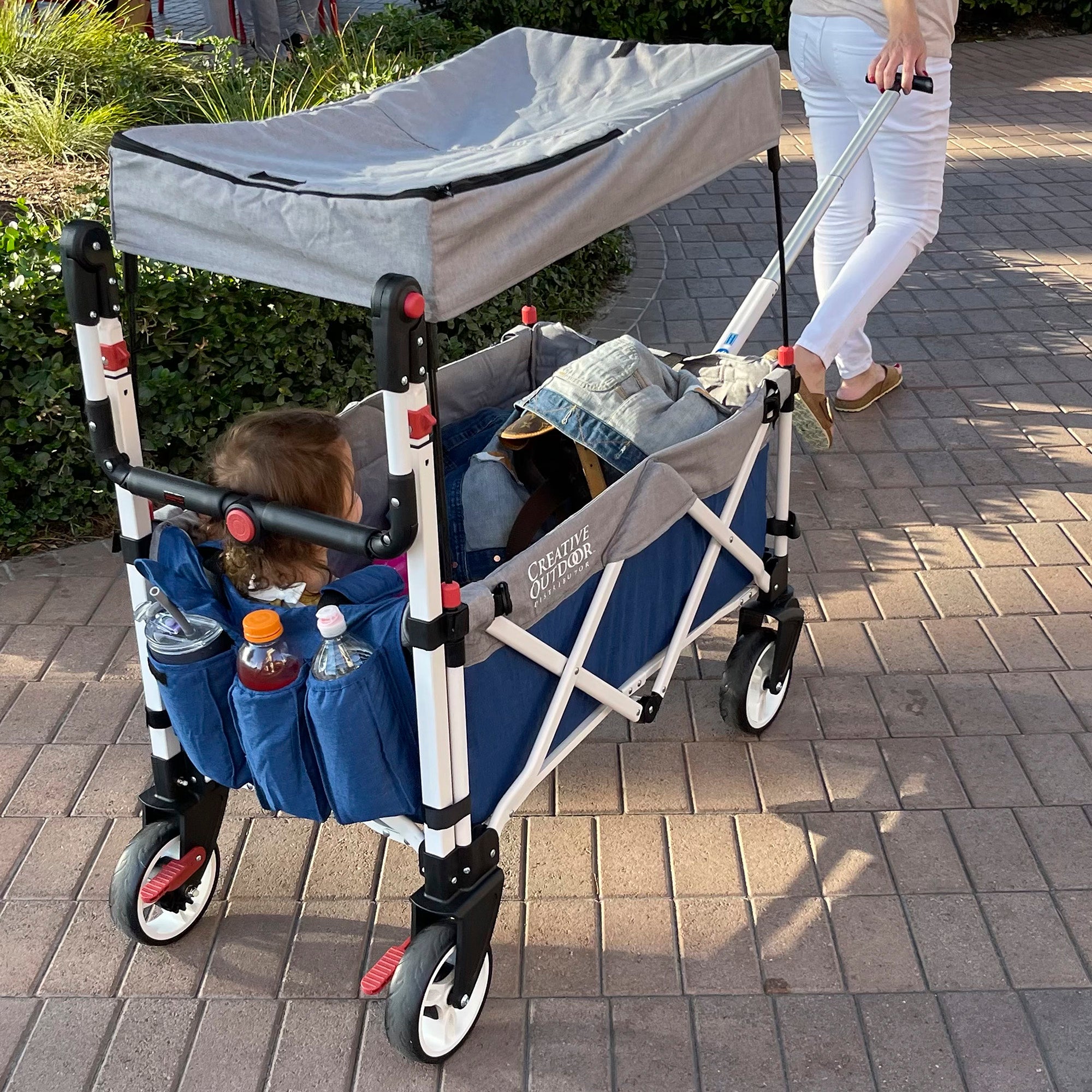 Pack Push Stroller Wagon with Canopy Blue Gray