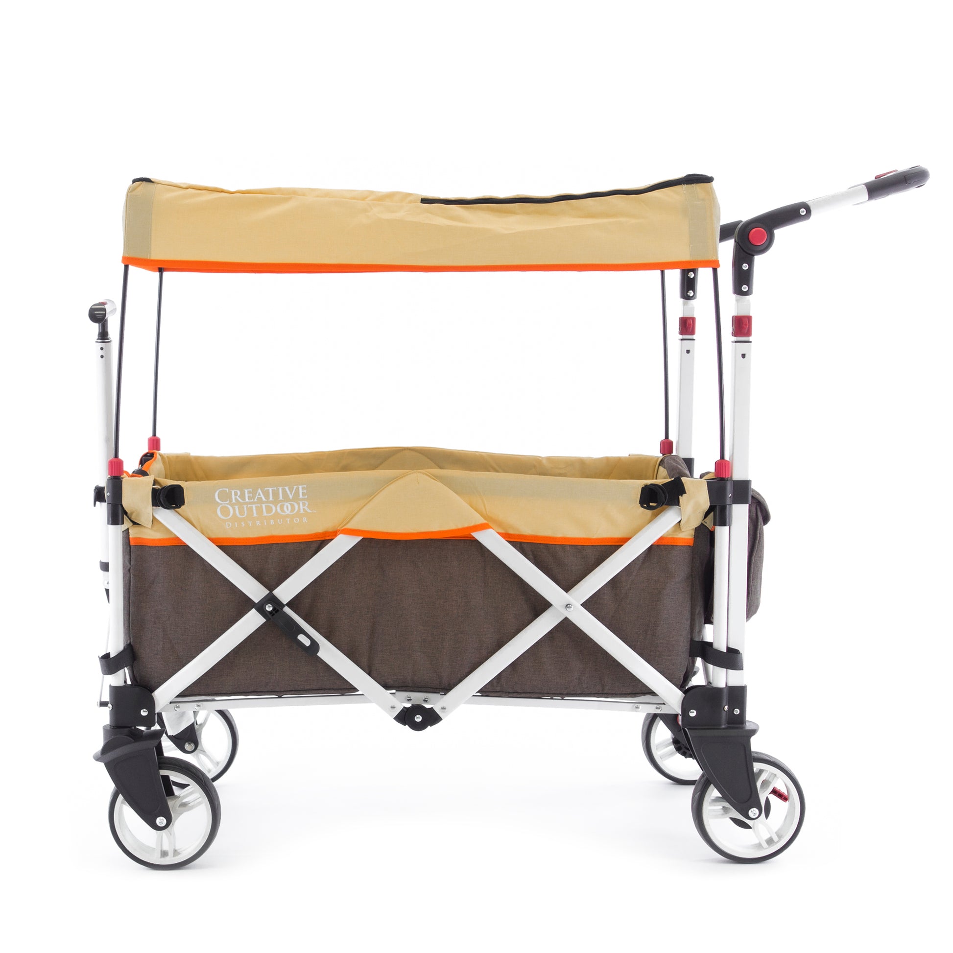 Pack Push Stroller Wagon with Canopy Brown Tan – Creative Wagons