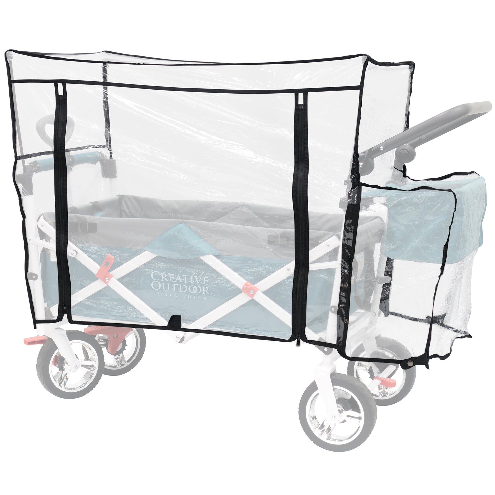 Creative Wagons Rain Cover : Silver Series Double Stoller Wagon Accessory