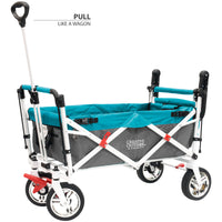 Thumbnail for push-pull-silver-series-folding-wagon-stroller-with-canopy-teal