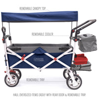 Thumbnail for push-pull-silver-series-plus-folding-wagon-stroller-with-canopy-navy-blue