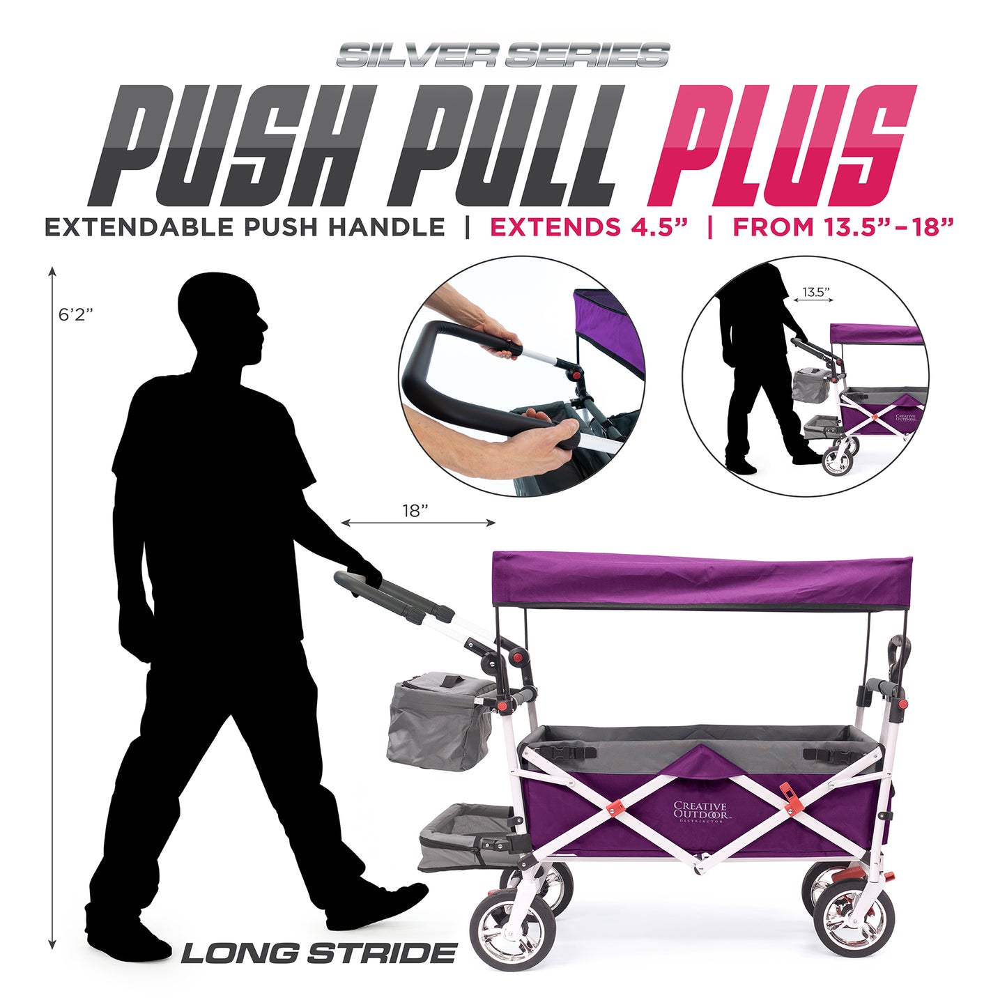 push-pull-silver-series-plus-folding-wagon-stroller-with-canopy-purple