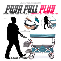 Thumbnail for push-pull-silver-series-plus-folding-wagon-stroller-with-canopy-teal